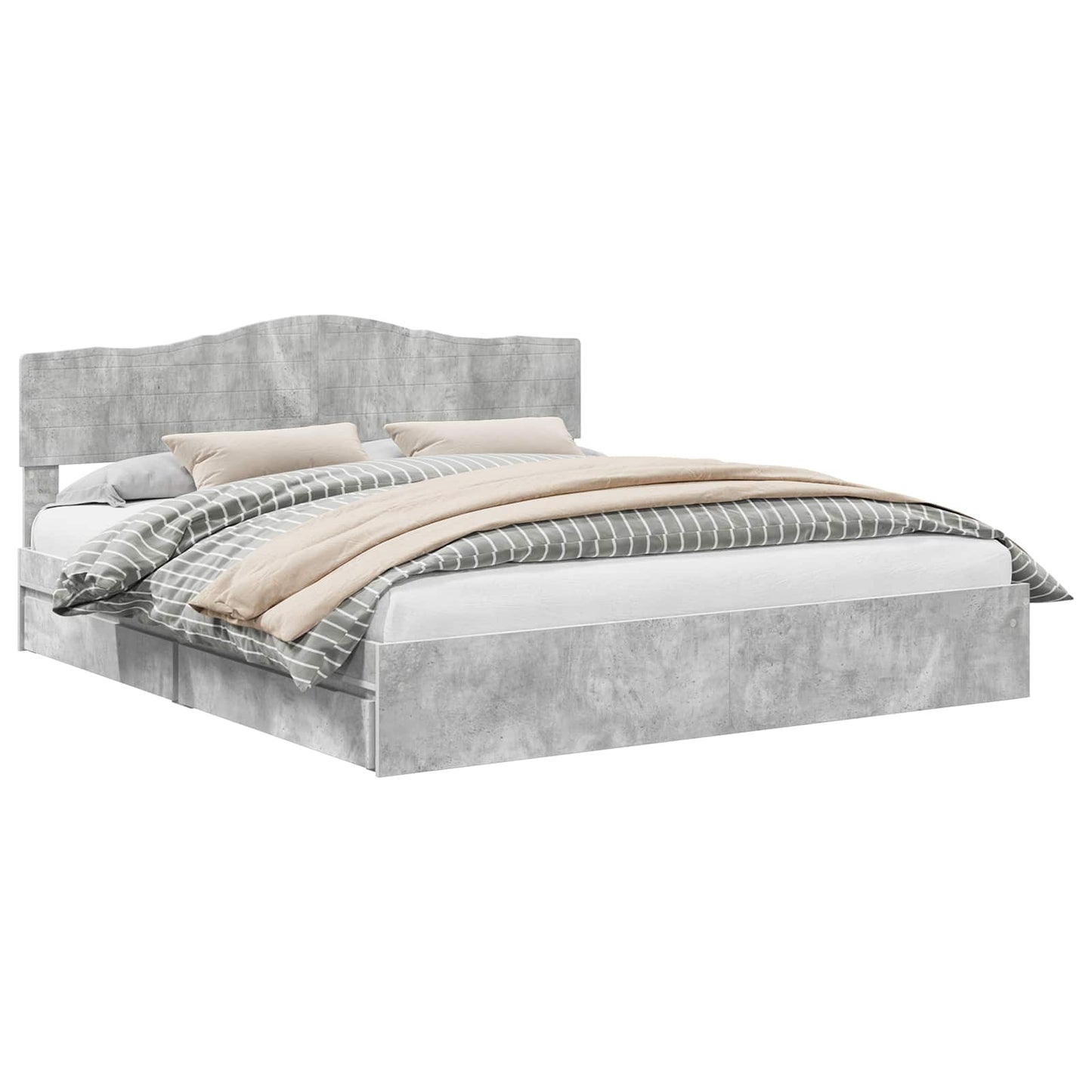 Opslag bed met hoofdeinde Beton Grijs 200 x 200 cm Bewerkt hout is nu te koop bij PeponiXL, paradijselijk wonen!