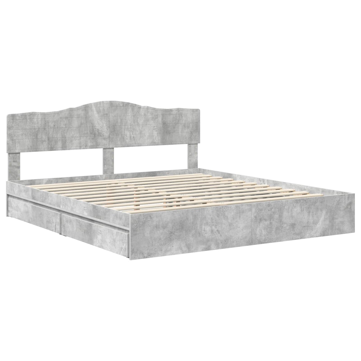 Opslag bed met hoofdeinde Beton Grijs 200 x 200 cm Bewerkt hout is nu te koop bij PeponiXL, paradijselijk wonen!