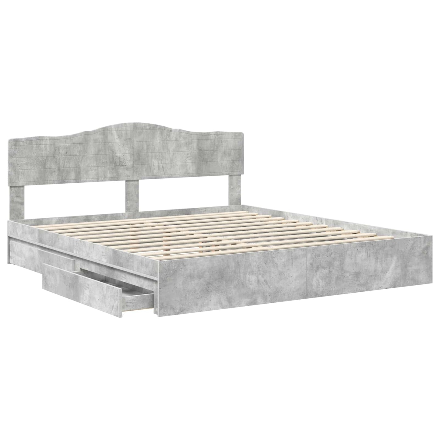 Opslag bed met hoofdeinde Beton Grijs 200 x 200 cm Bewerkt hout is nu te koop bij PeponiXL, paradijselijk wonen!