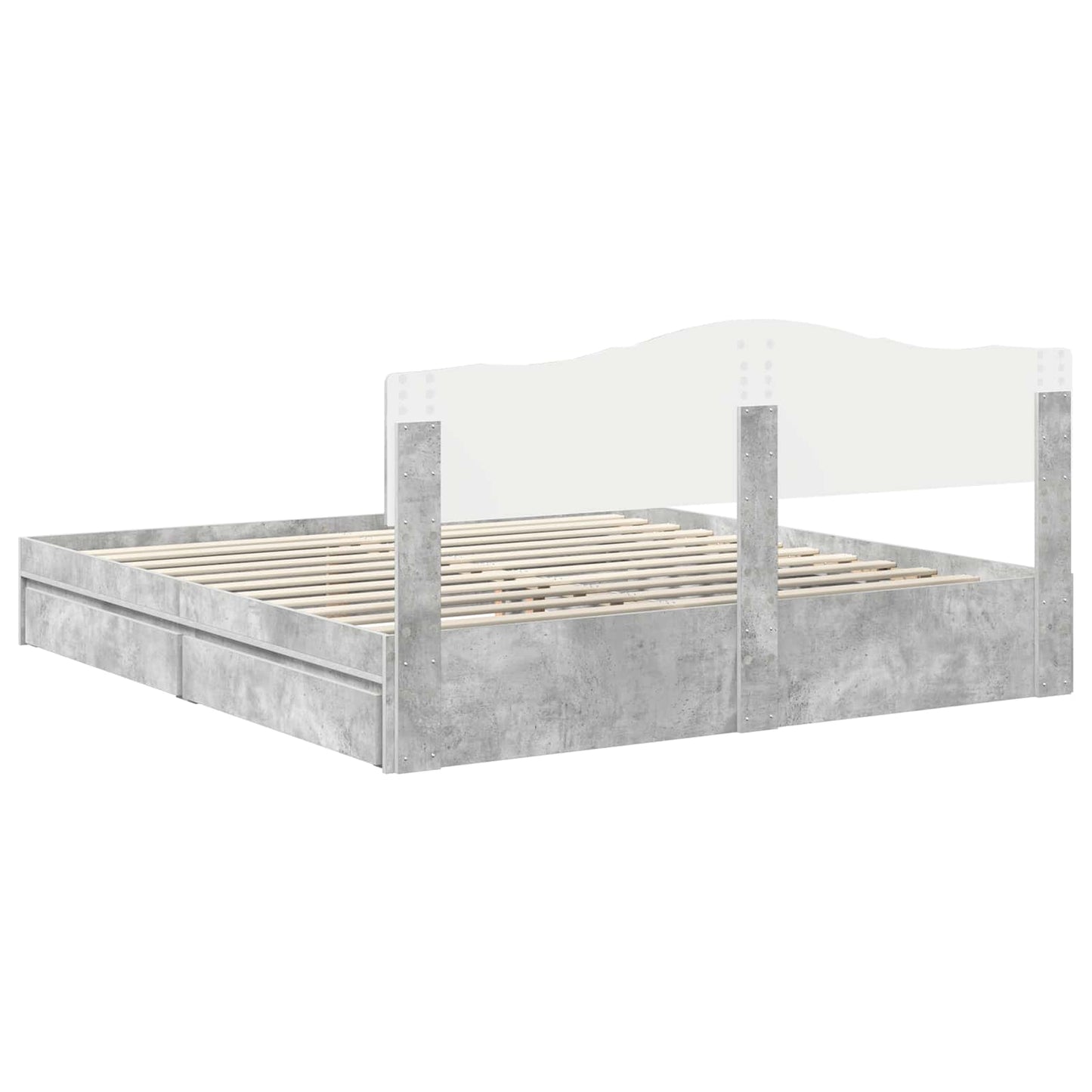 Opslag bed met hoofdeinde Beton Grijs 200 x 200 cm Bewerkt hout is nu te koop bij PeponiXL, paradijselijk wonen!
