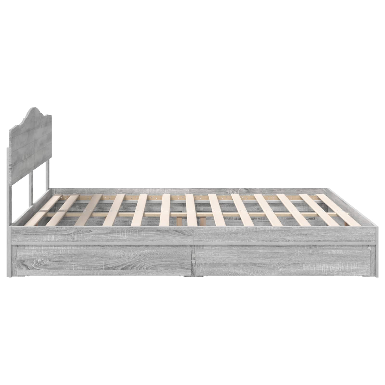 Opslag bed met lade Grijs Sonoma 200 x 200 cm Bewerkt hout is nu te koop bij PeponiXL, paradijselijk wonen!