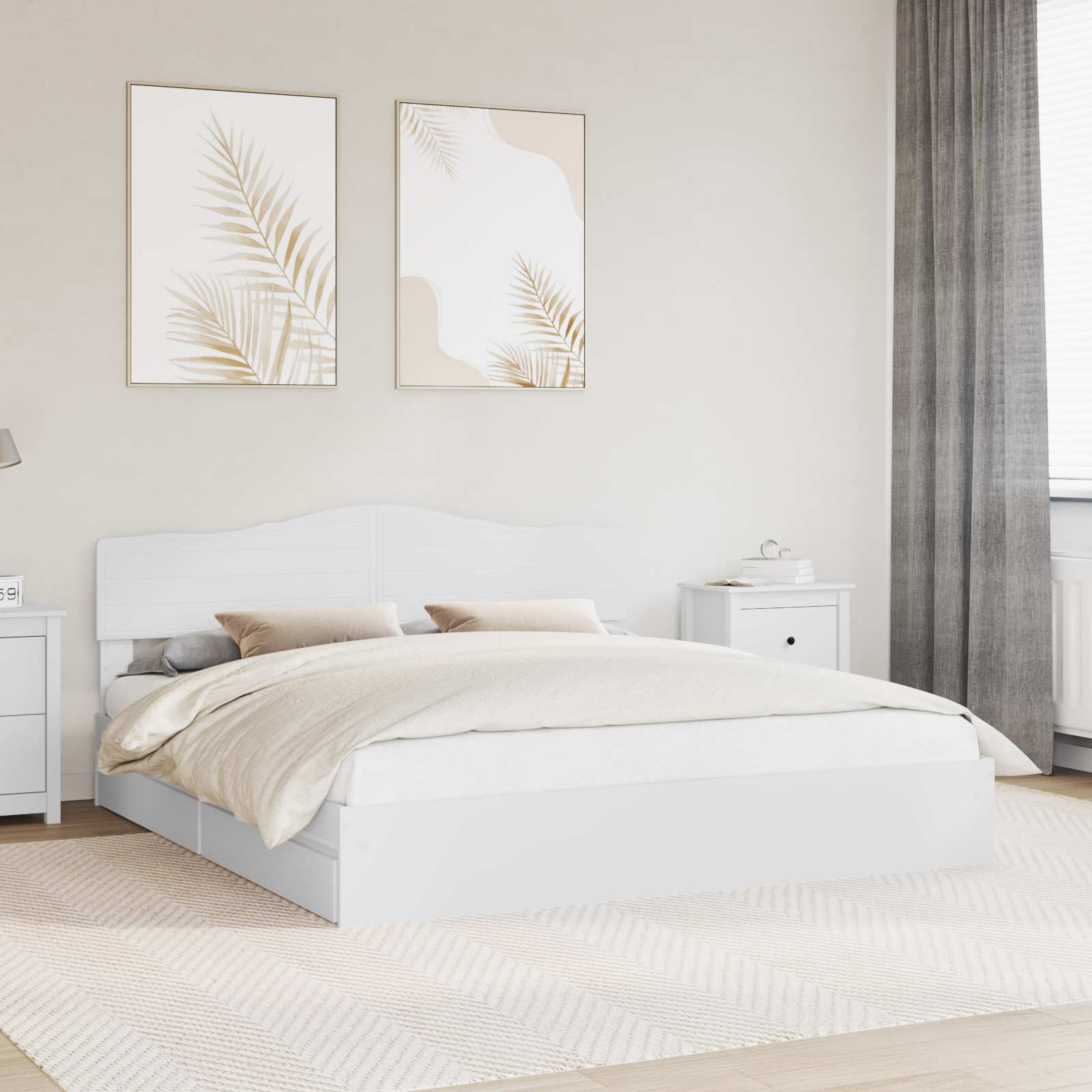 Opslag bed met hoofdeinde Wit 180 x 200 cm Bewerkt hout is nu te koop bij PeponiXL, paradijselijk wonen!