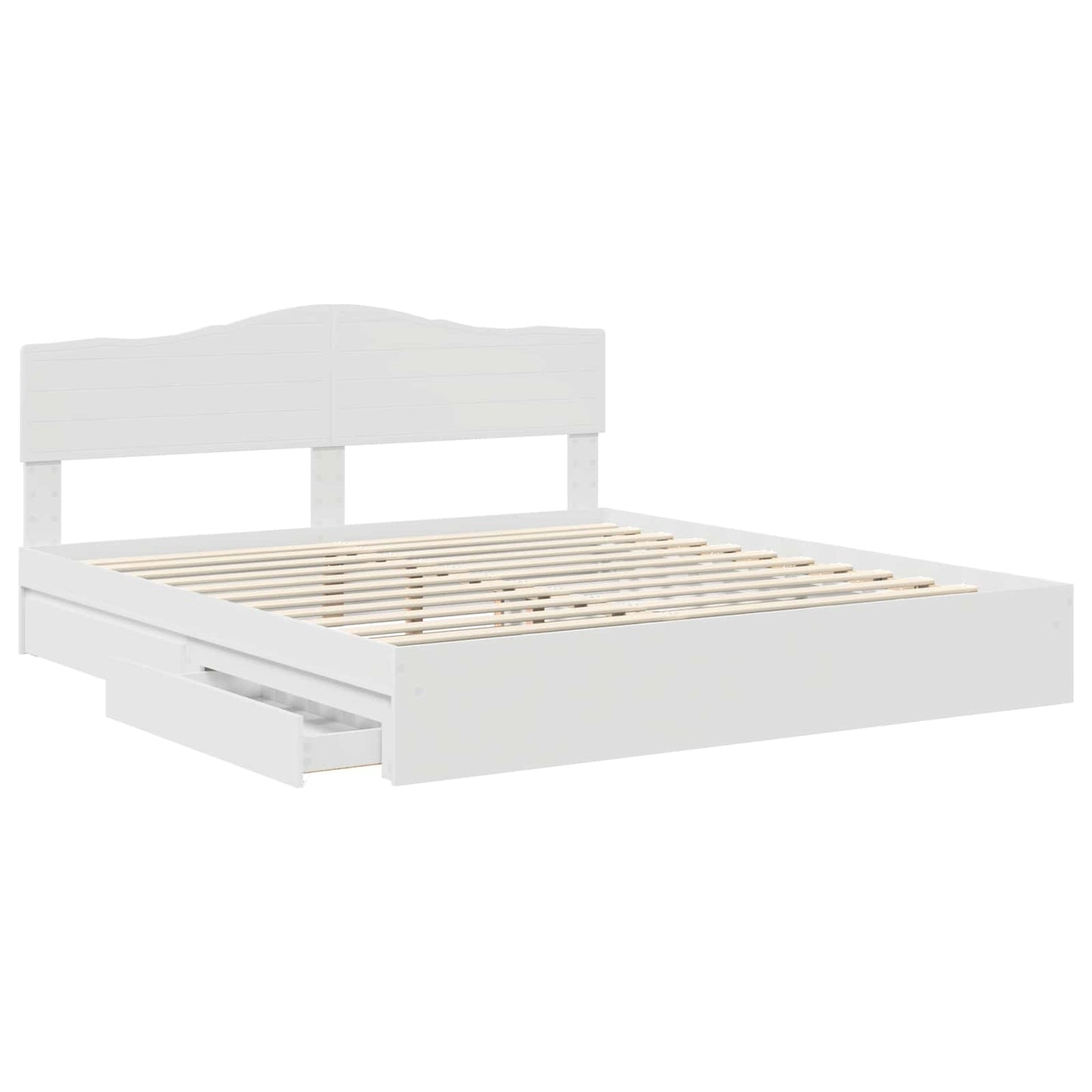Opslag bed met hoofdeinde Wit 180 x 200 cm Bewerkt hout is nu te koop bij PeponiXL, paradijselijk wonen!