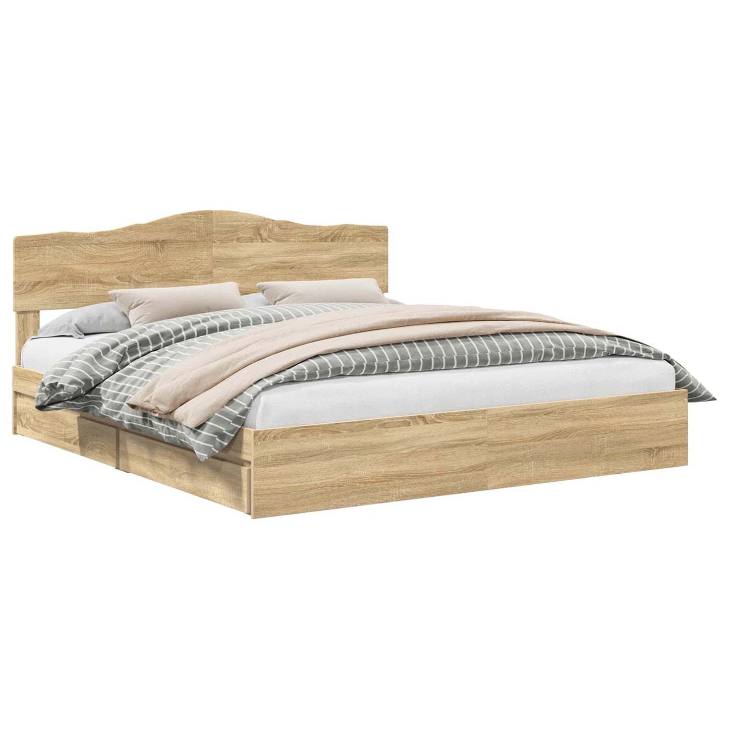 Opslag bed met lade Sonoma Eiken 180 x 200 cm Bewerkt hout is nu te koop bij PeponiXL, paradijselijk wonen!