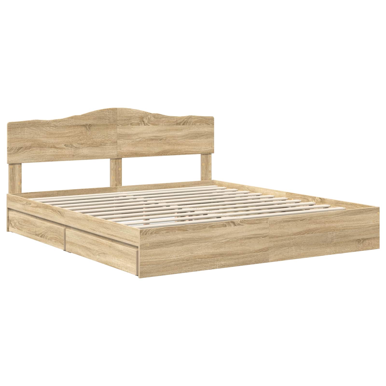 Opslag bed met lade Sonoma Eiken 180 x 200 cm Bewerkt hout is nu te koop bij PeponiXL, paradijselijk wonen!