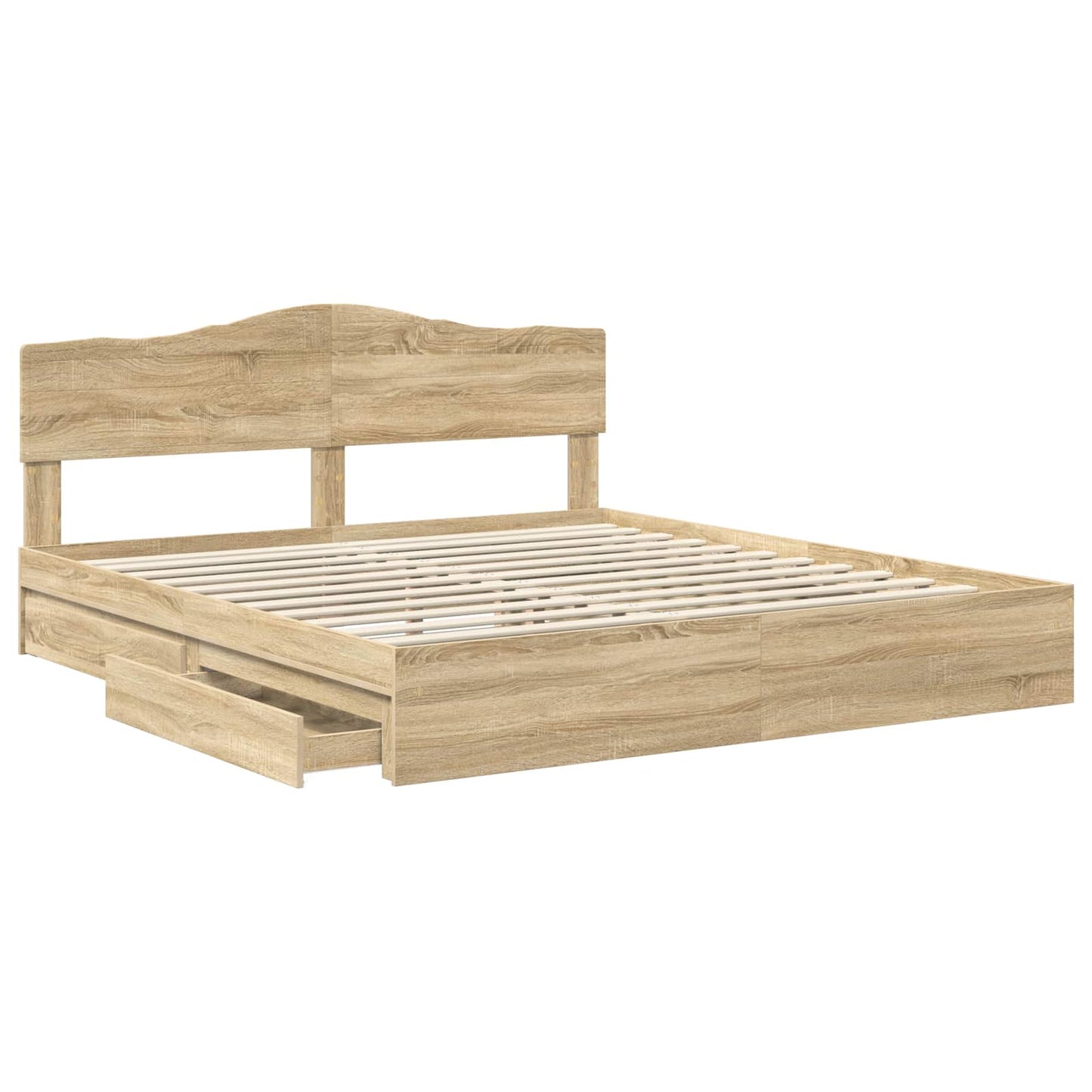Opslag bed met lade Sonoma Eiken 180 x 200 cm Bewerkt hout is nu te koop bij PeponiXL, paradijselijk wonen!