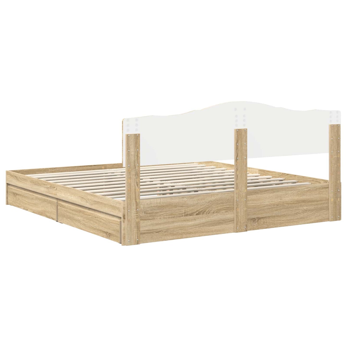 Opslag bed met lade Sonoma Eiken 180 x 200 cm Bewerkt hout is nu te koop bij PeponiXL, paradijselijk wonen!