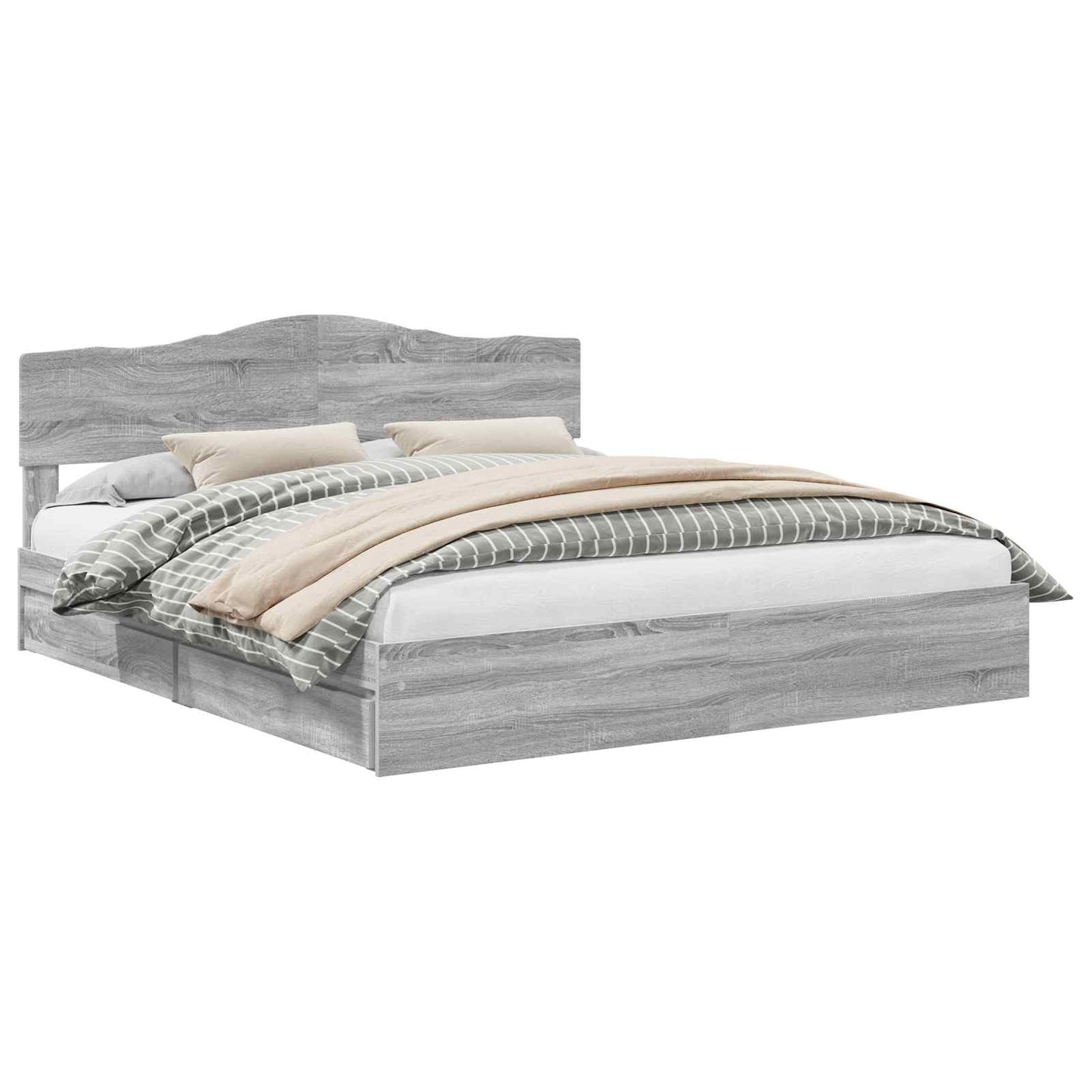 Opslag bed met lade Grijs Sonoma 180 x 200 cm Bewerkt hout is nu te koop bij PeponiXL, paradijselijk wonen!