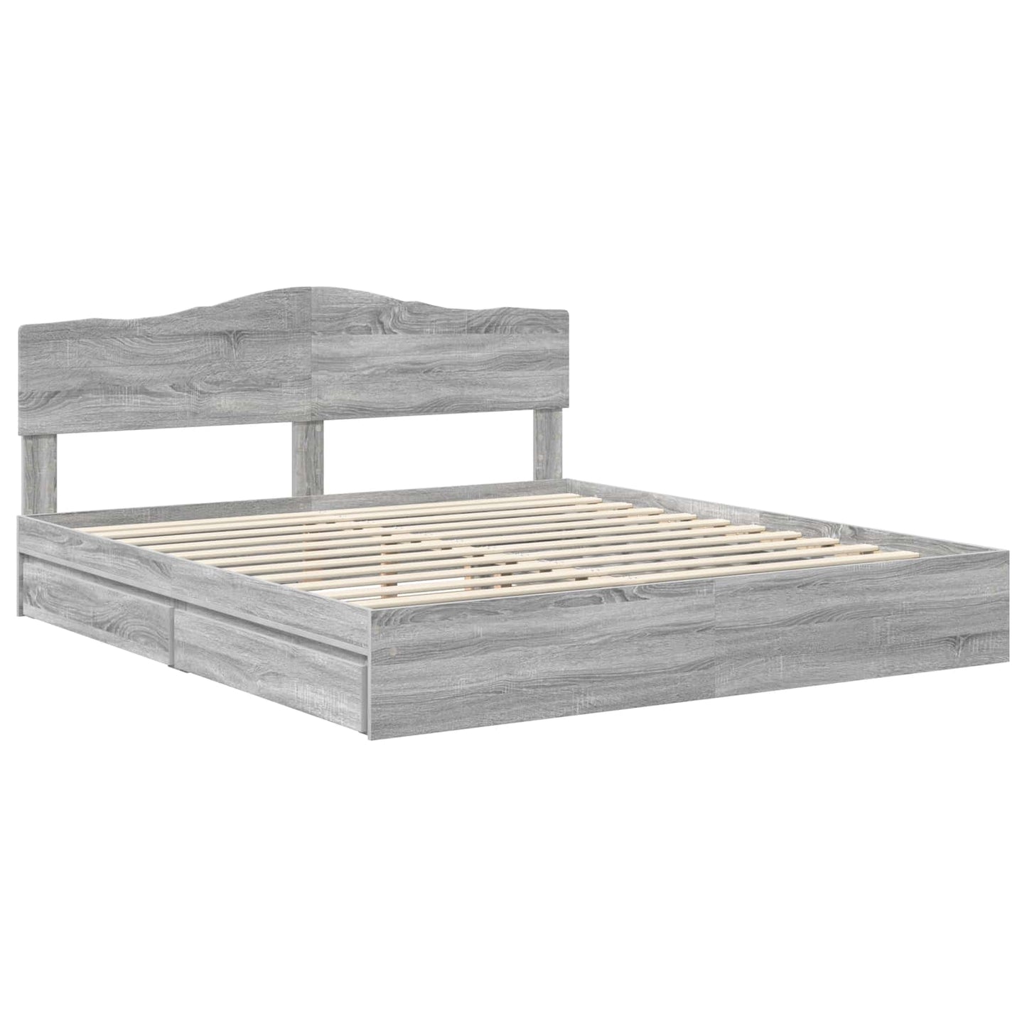 Opslag bed met lade Grijs Sonoma 180 x 200 cm Bewerkt hout is nu te koop bij PeponiXL, paradijselijk wonen!