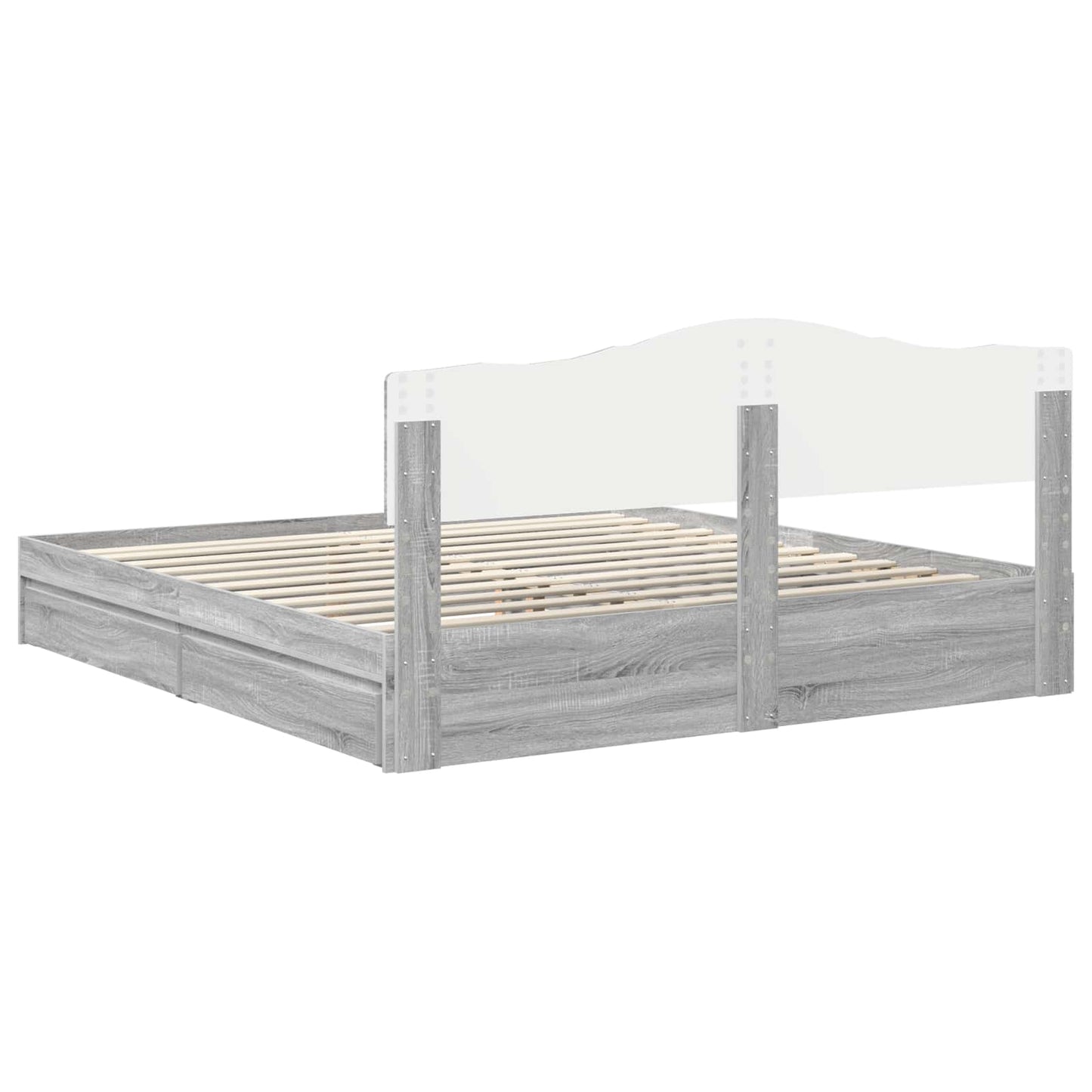 Opslag bed met lade Grijs Sonoma 180 x 200 cm Bewerkt hout is nu te koop bij PeponiXL, paradijselijk wonen!