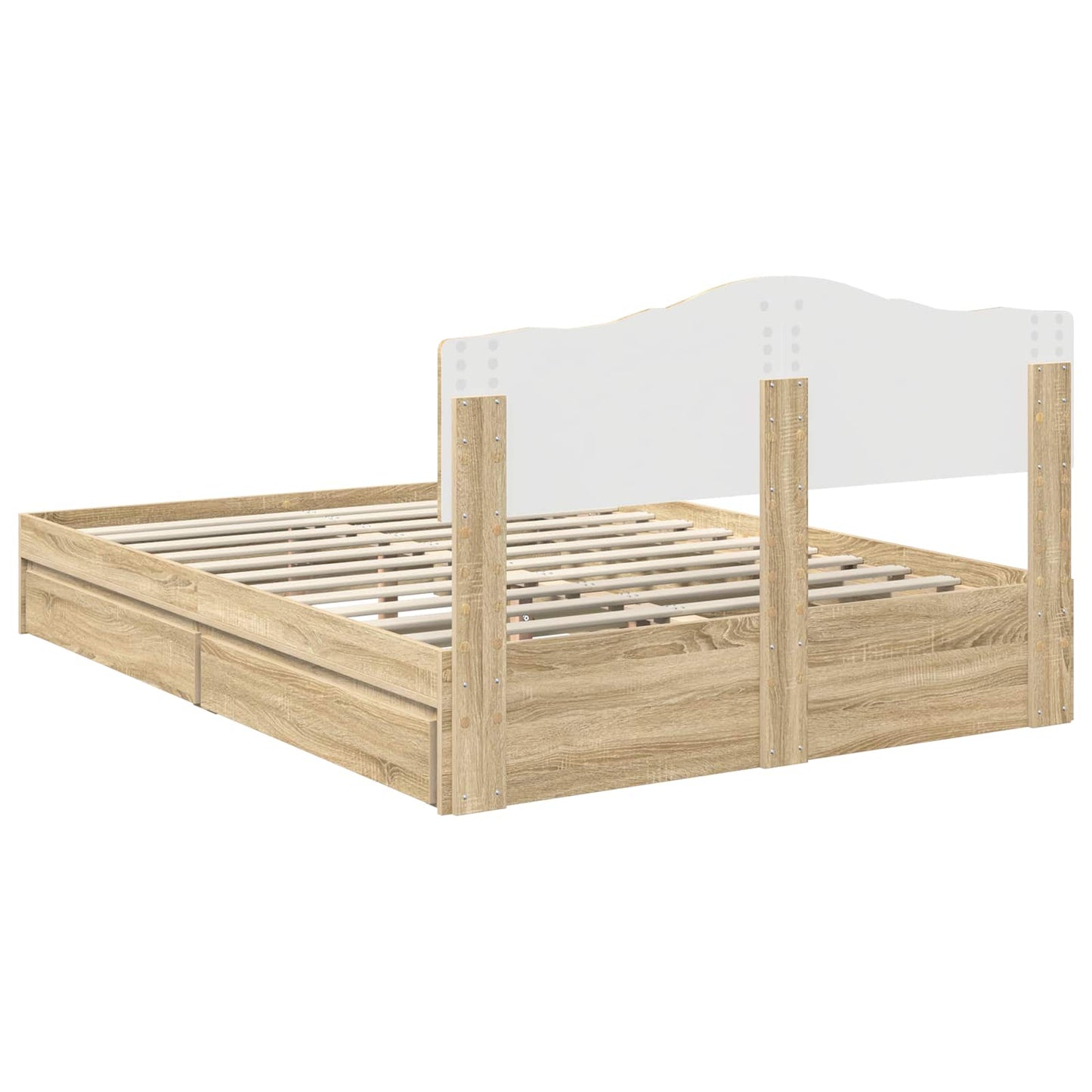 Opslag bed met lade Sonoma Eiken 160 x 200 cm Bewerkt hout is nu te koop bij PeponiXL, paradijselijk wonen!