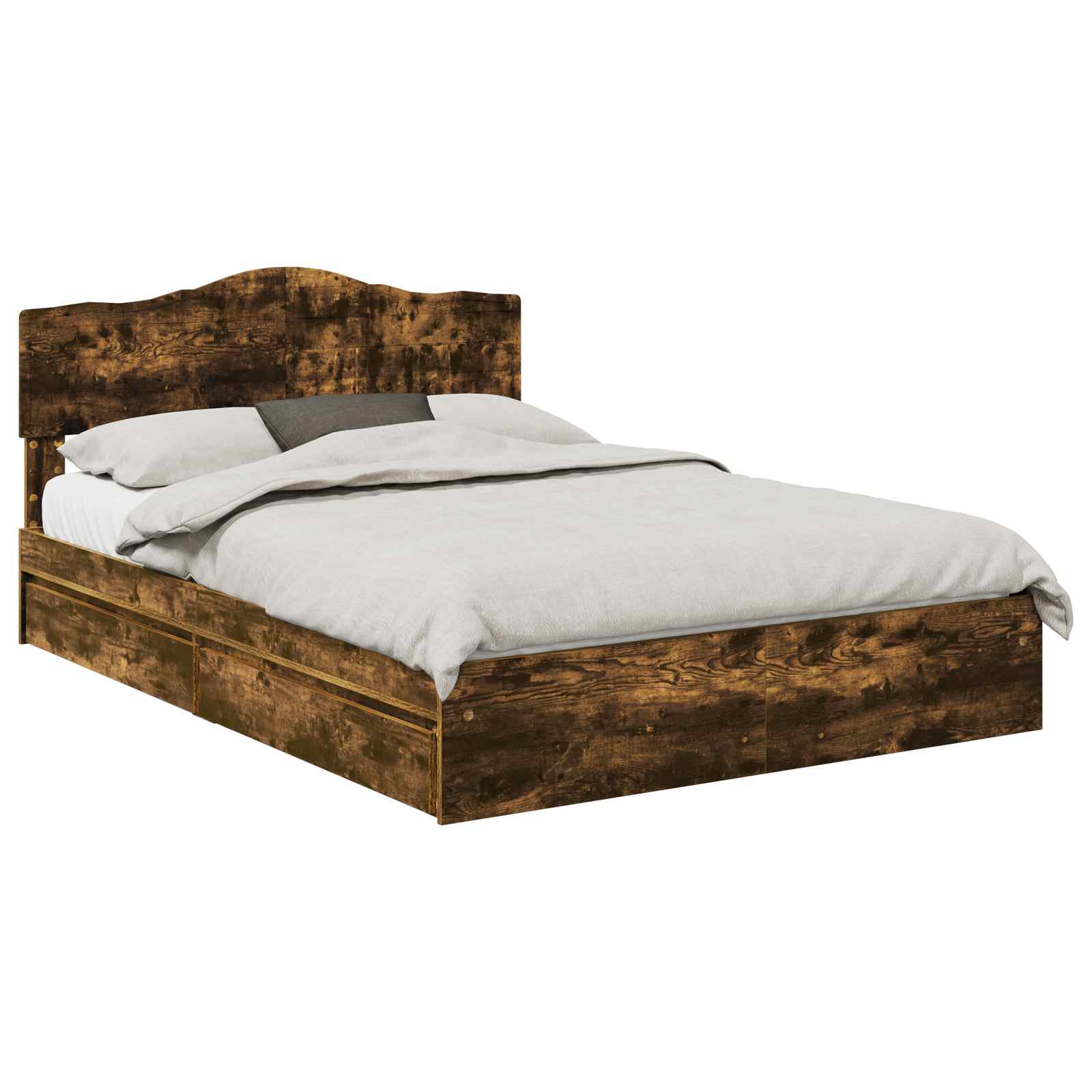 Opslag bed met lade Gerookt eiken 160 x 200 cm Bewerkt hout is nu te koop bij PeponiXL, paradijselijk wonen!
