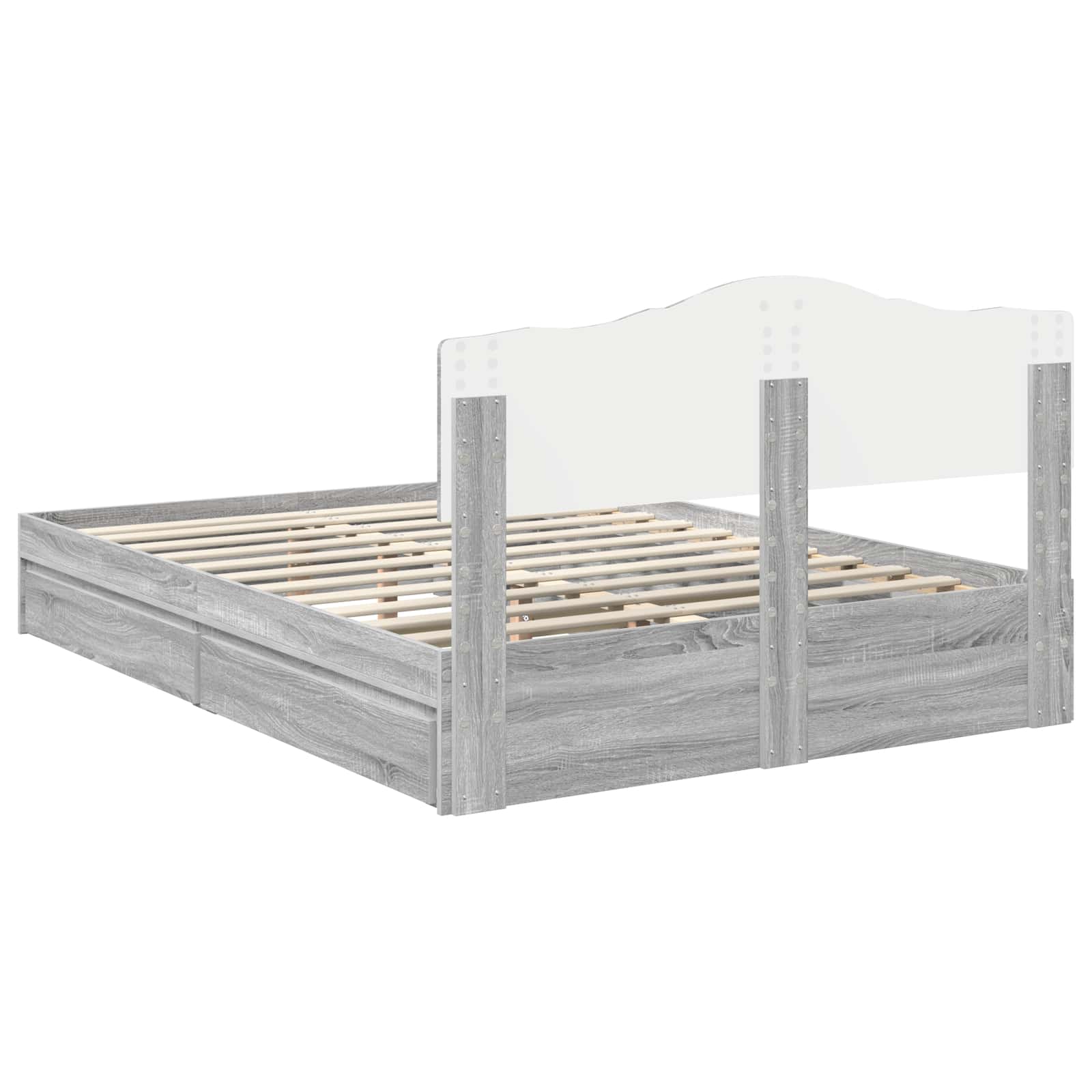Opslag bed met lade Grijs Sonoma 160 x 200 cm Bewerkt hout is nu te koop bij PeponiXL, paradijselijk wonen!