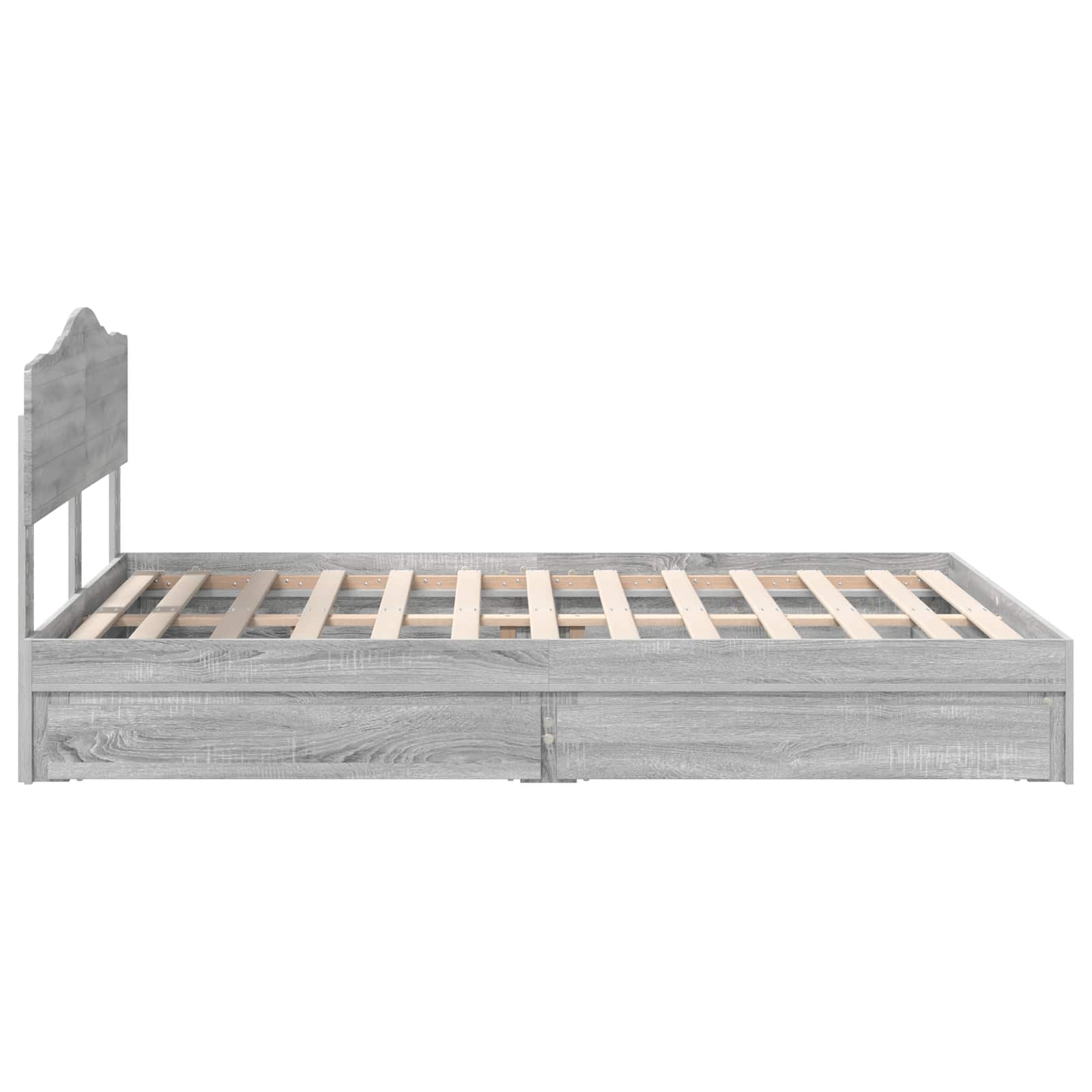 Opslag bed met lade Grijs Sonoma 160 x 200 cm Bewerkt hout is nu te koop bij PeponiXL, paradijselijk wonen!