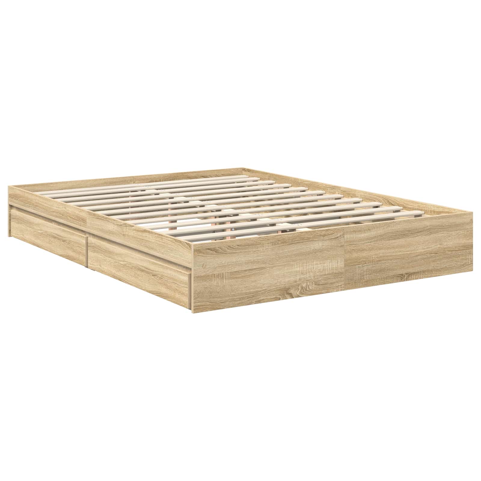 Opslag bed met lade Sonoma Eiken 150 x 200 cm Bewerkt hout is nu te koop bij PeponiXL, paradijselijk wonen!