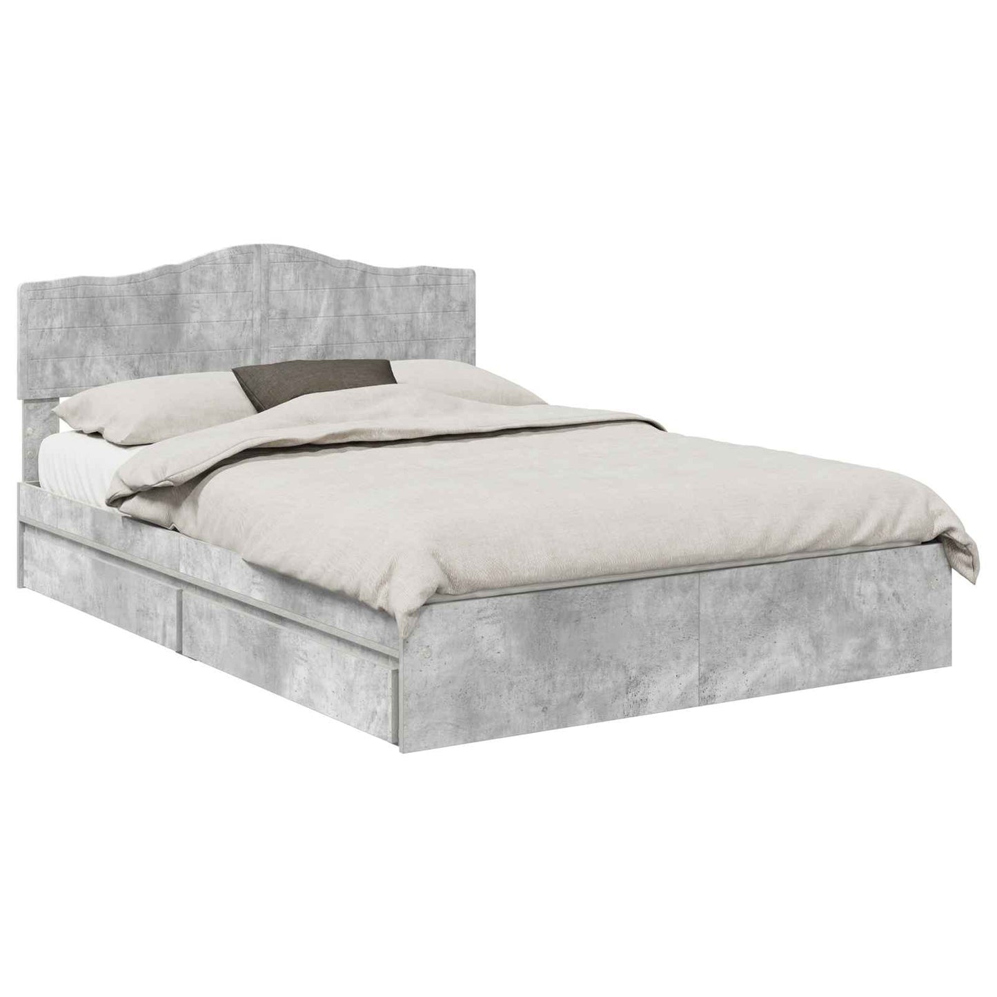 Opslag bed met hoofdeinde Beton Grijs 150 x 200 cm Bewerkt hout is nu te koop bij PeponiXL, paradijselijk wonen!