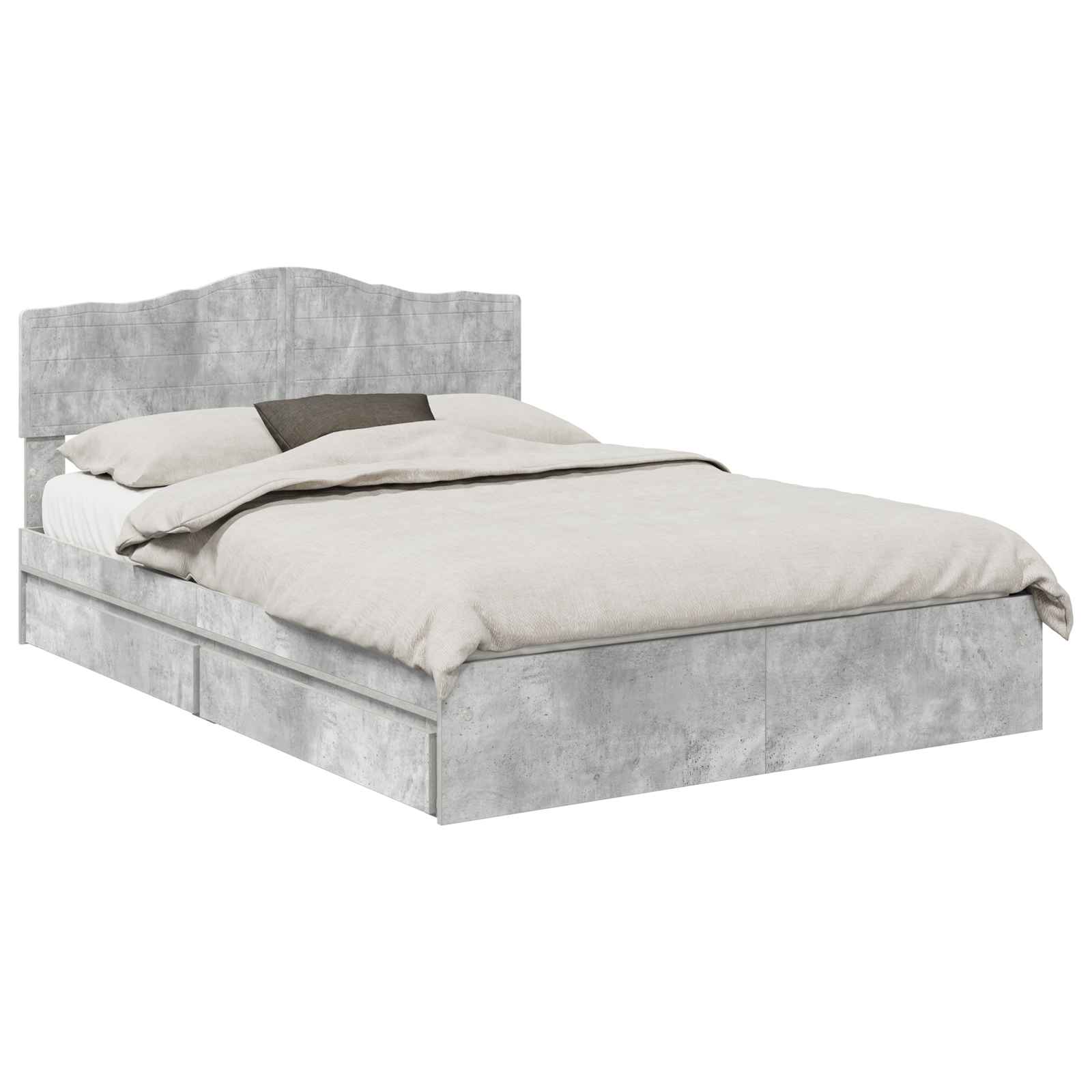 Opslag bed met hoofdeinde Beton Grijs 150 x 200 cm Bewerkt hout is nu te koop bij PeponiXL, paradijselijk wonen!
