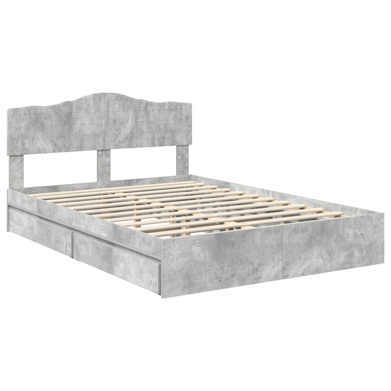 Opslag bed met hoofdeinde Beton Grijs 150 x 200 cm Bewerkt hout is nu te koop bij PeponiXL, paradijselijk wonen!