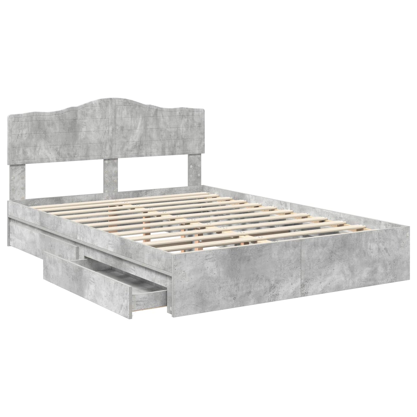 Opslag bed met hoofdeinde Beton Grijs 150 x 200 cm Bewerkt hout is nu te koop bij PeponiXL, paradijselijk wonen!