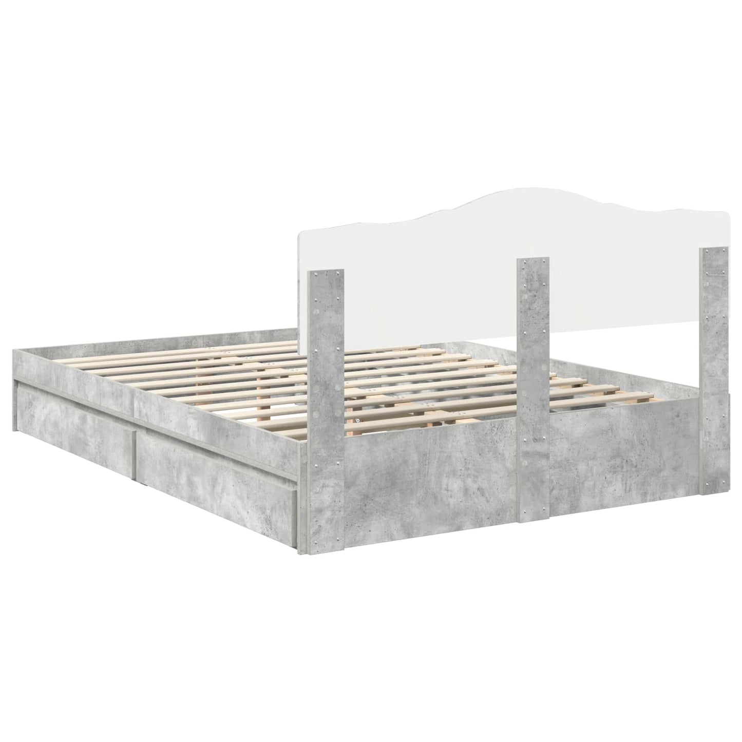 Opslag bed met hoofdeinde Beton Grijs 150 x 200 cm Bewerkt hout is nu te koop bij PeponiXL, paradijselijk wonen!