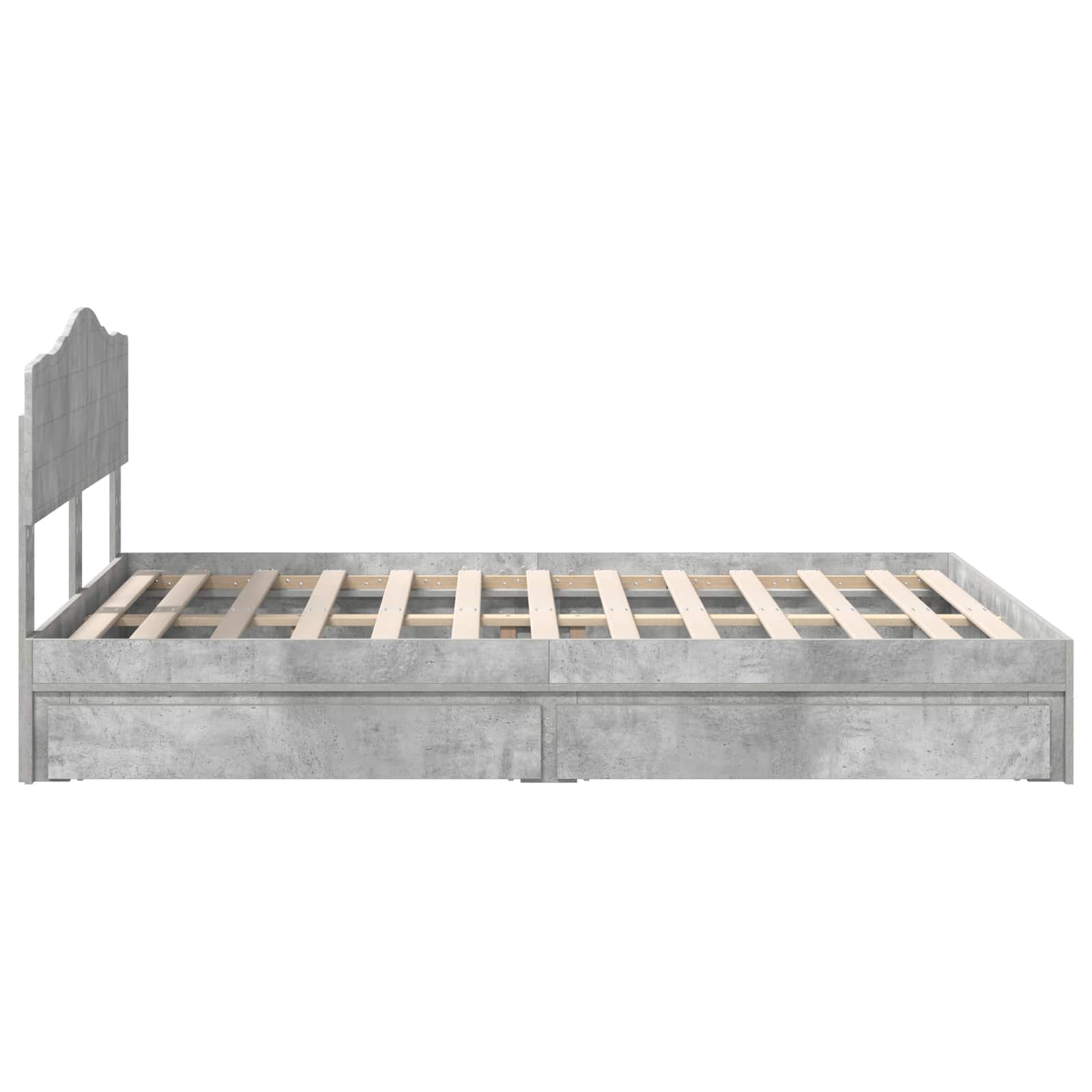 Opslag bed met hoofdeinde Beton Grijs 150 x 200 cm Bewerkt hout is nu te koop bij PeponiXL, paradijselijk wonen!