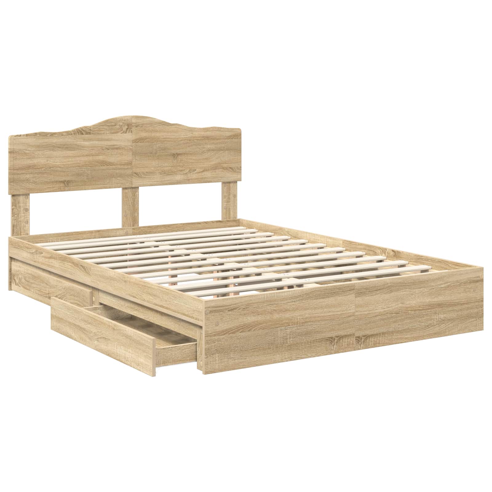 Opslag bed met lade Sonoma Eiken 140 x 200 cm Bewerkt hout is nu te koop bij PeponiXL, paradijselijk wonen!