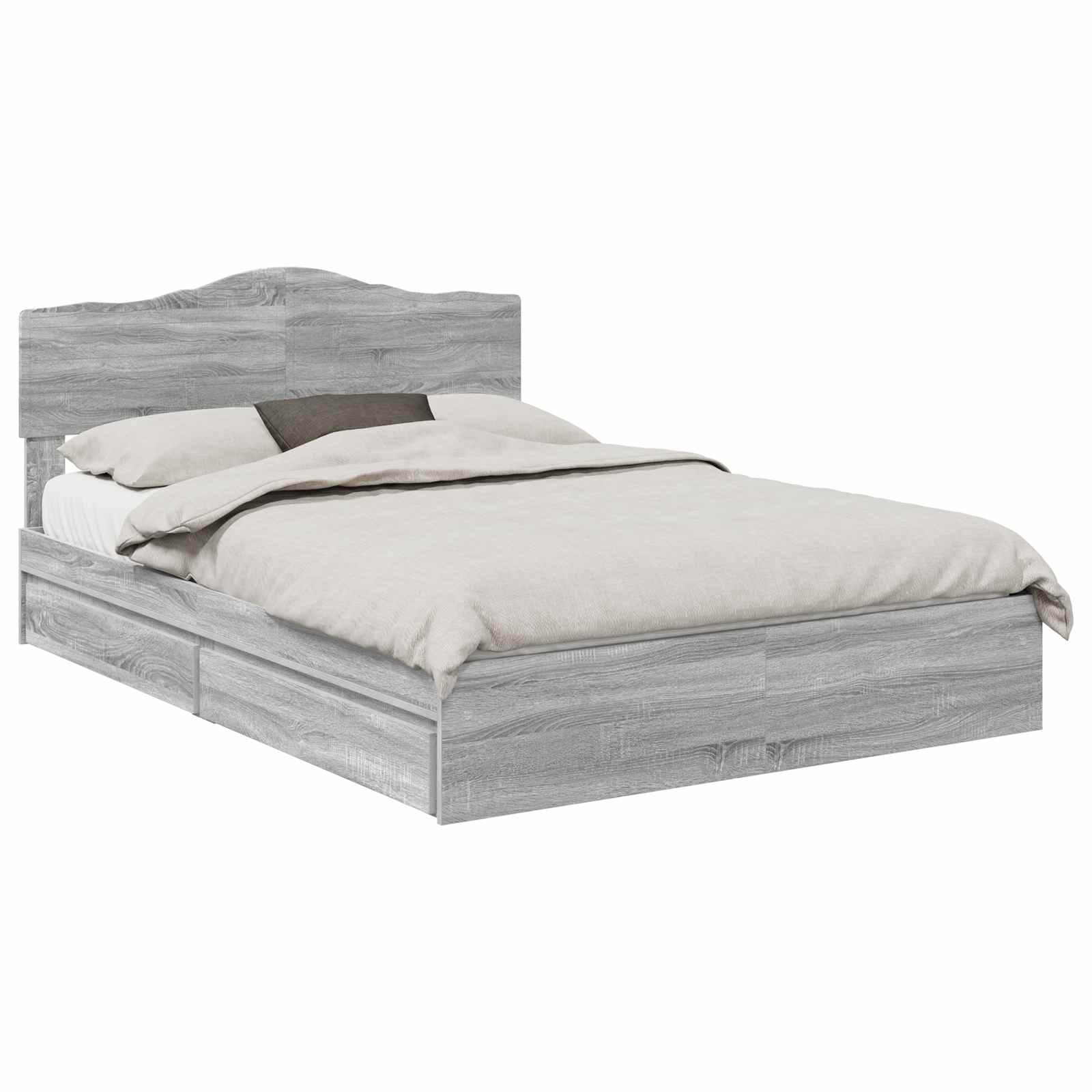 Opslag bed met lade Grijs Sonoma 140 x 200 cm Bewerkt hout is nu te koop bij PeponiXL, paradijselijk wonen!
