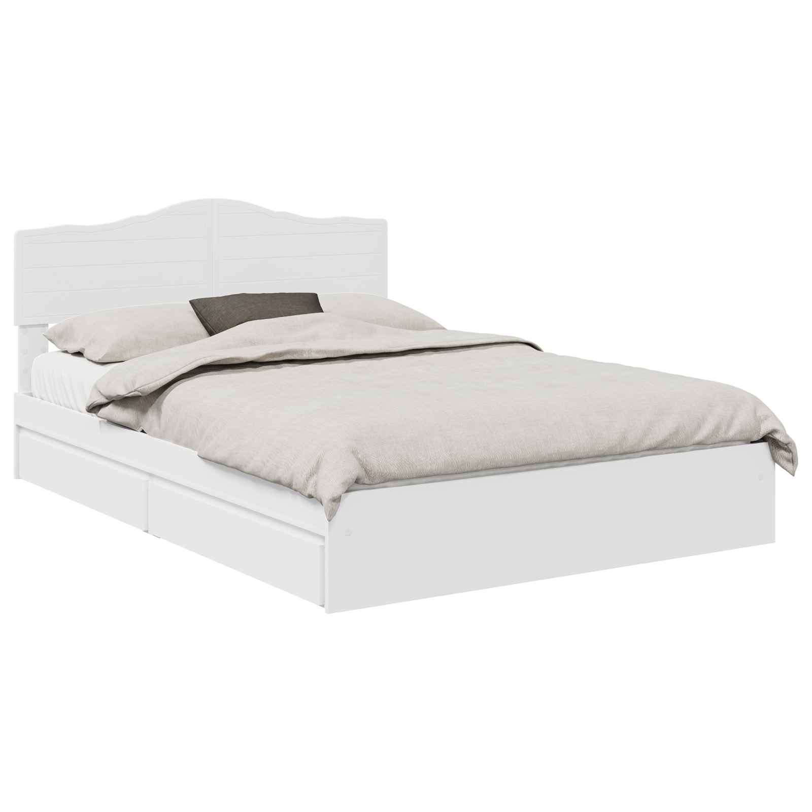 Opslag bed met hoofdeinde Wit 140 x 190 cm Bewerkt hout is nu te koop bij PeponiXL, paradijselijk wonen!