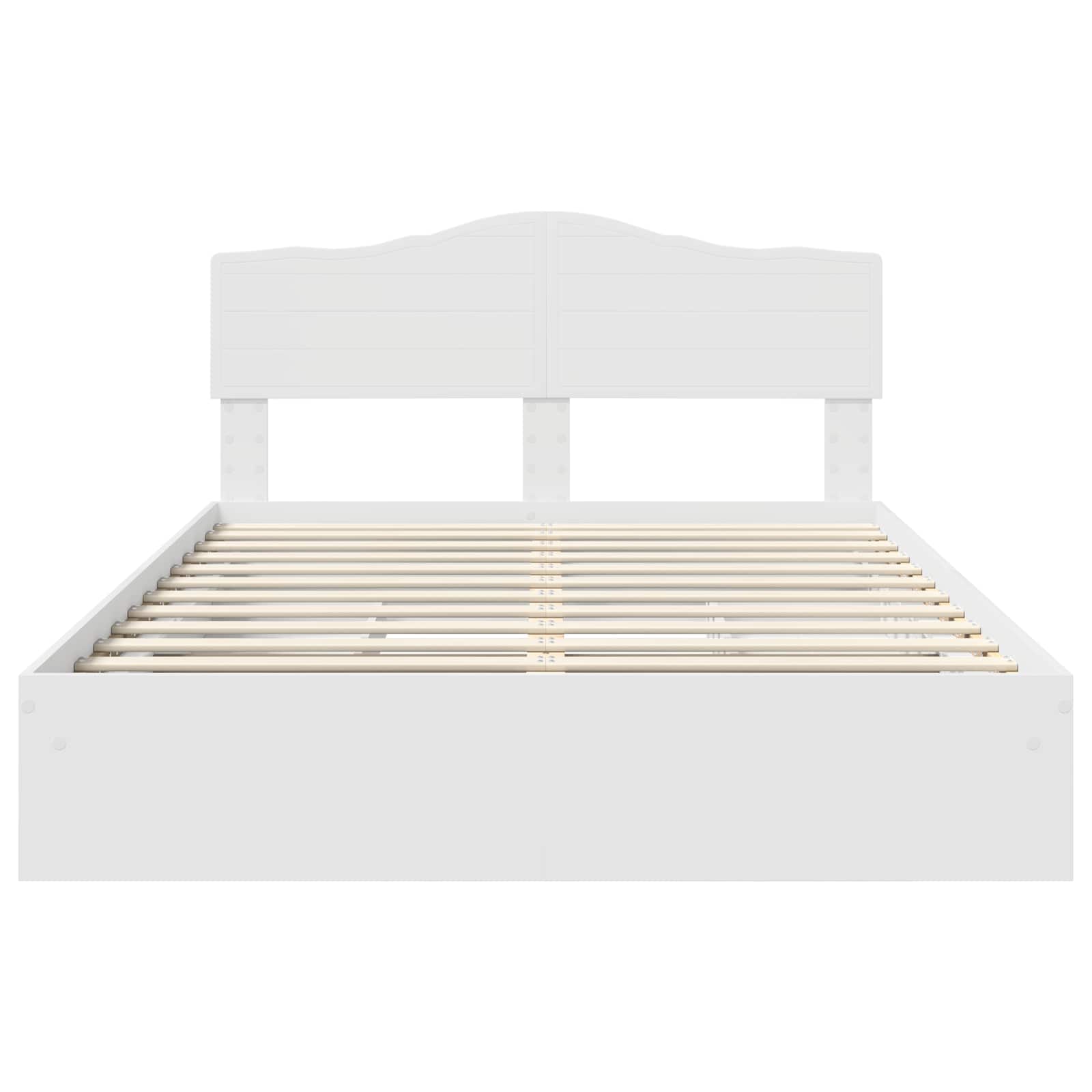 Opslag bed met hoofdeinde Wit 140 x 190 cm Bewerkt hout is nu te koop bij PeponiXL, paradijselijk wonen!