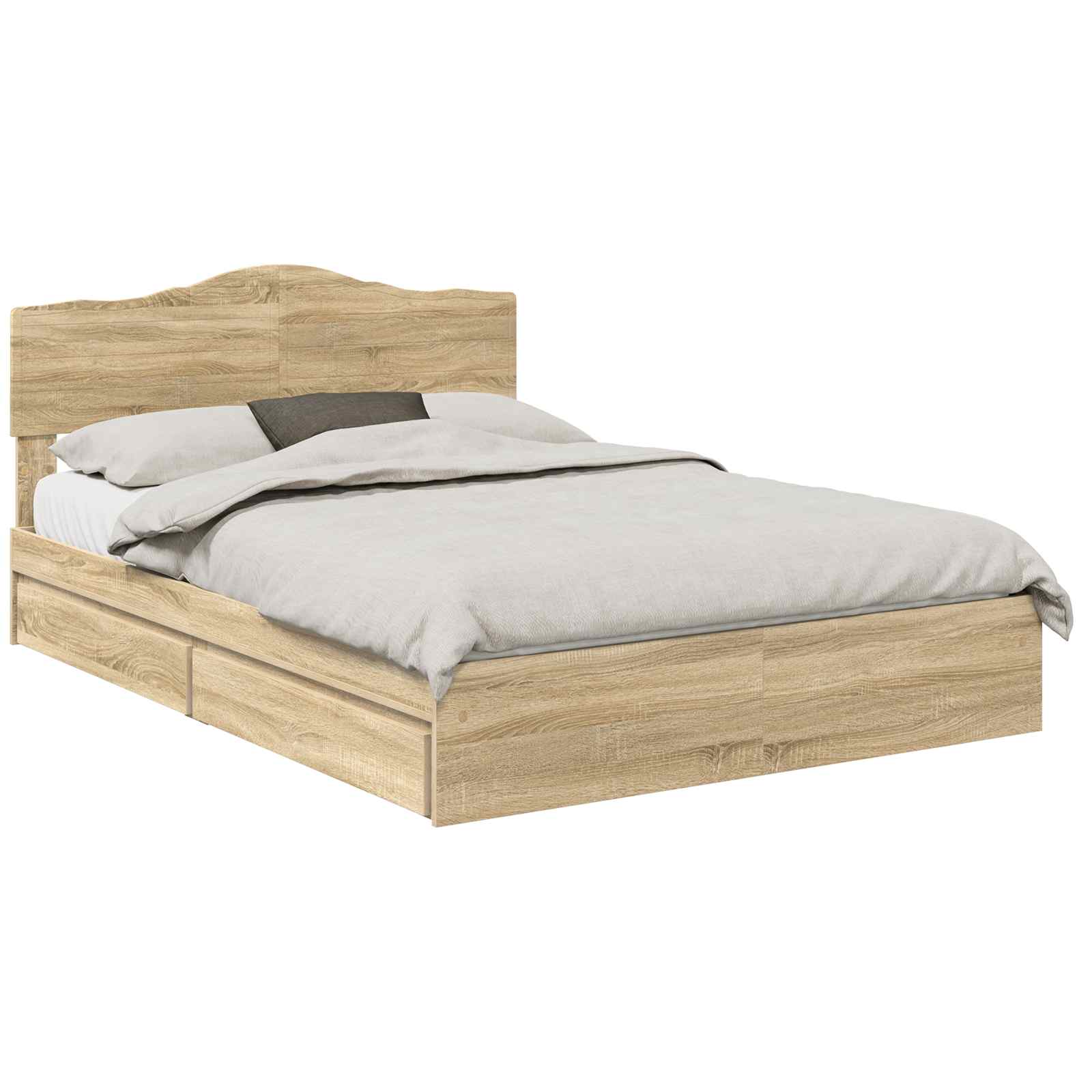 Opslag bed met lade Sonoma Eiken 140 x 190 cm Bewerkt hout is nu te koop bij PeponiXL, paradijselijk wonen!