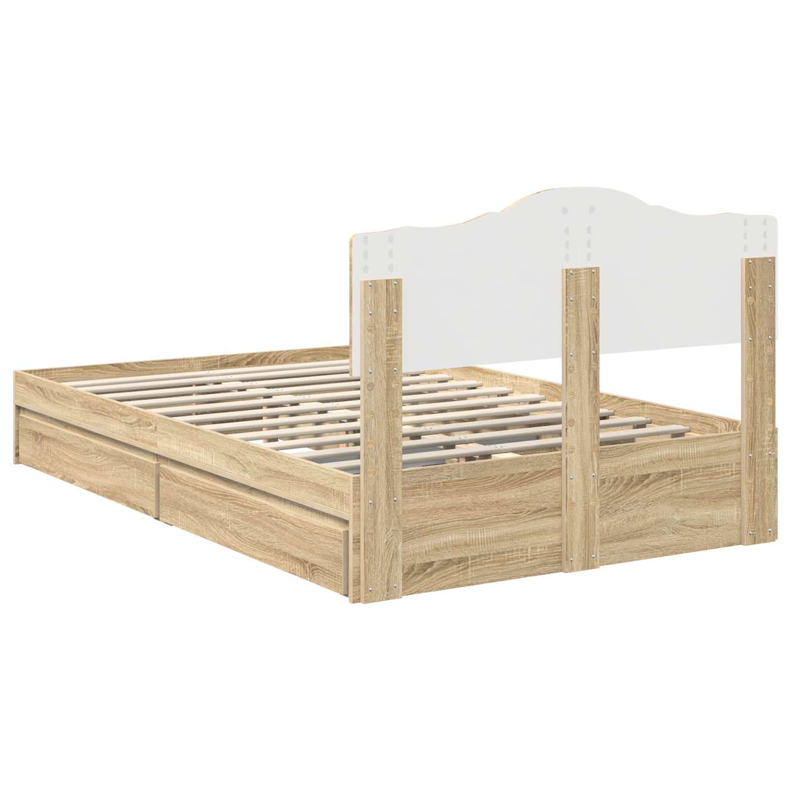 Opslag bed met lade Sonoma Eiken 135 x 190 cm Bewerkt hout is nu te koop bij PeponiXL, paradijselijk wonen!