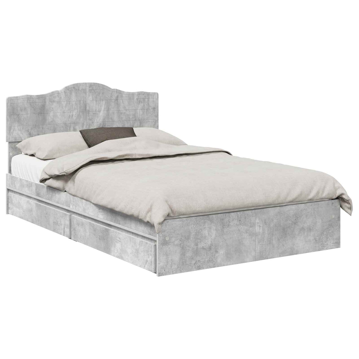 Opslag bed met hoofdeinde Beton Grijs 135 x 190 cm Bewerkt hout is nu te koop bij PeponiXL, paradijselijk wonen!