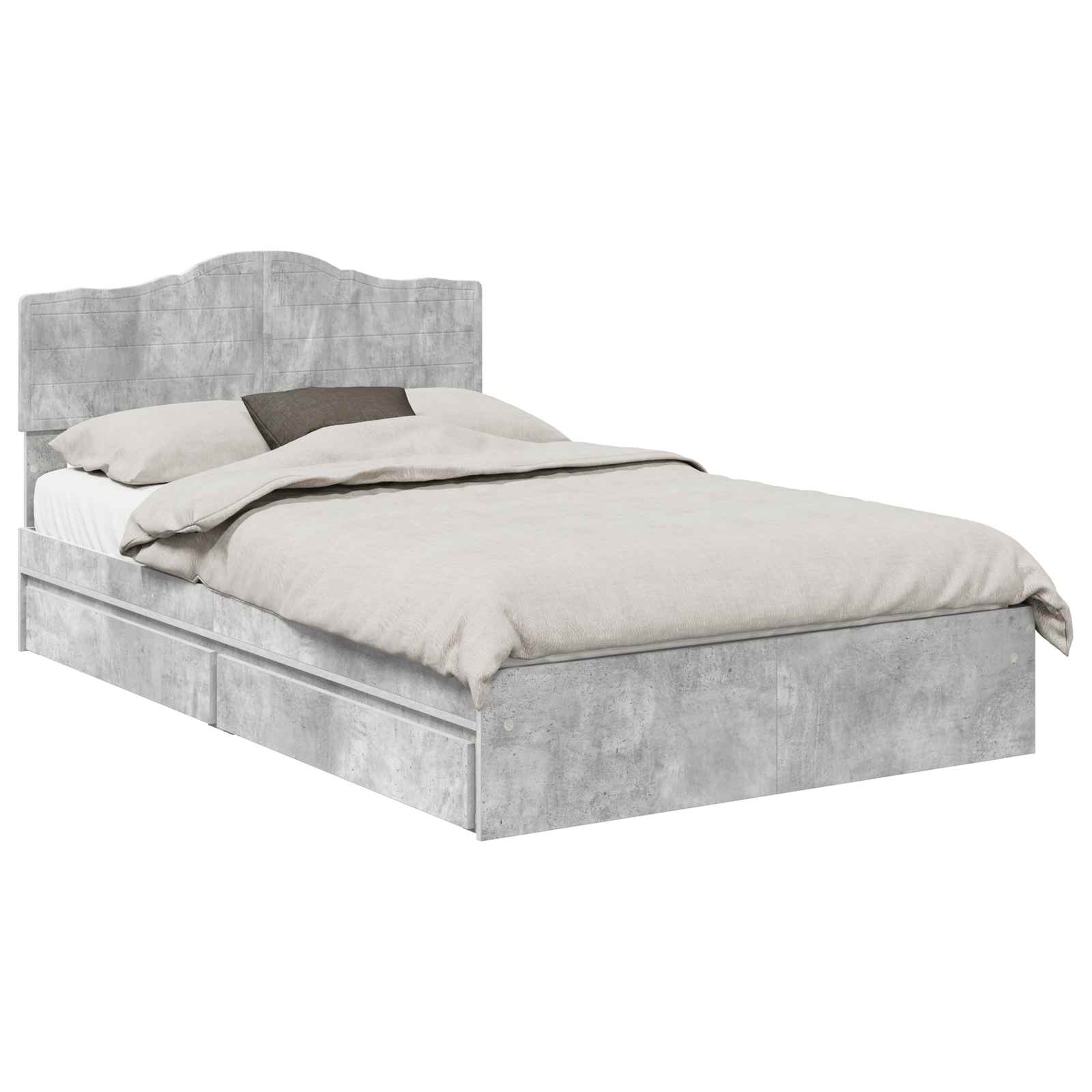 Opslag bed met hoofdeinde Beton Grijs 135 x 190 cm Bewerkt hout is nu te koop bij PeponiXL, paradijselijk wonen!