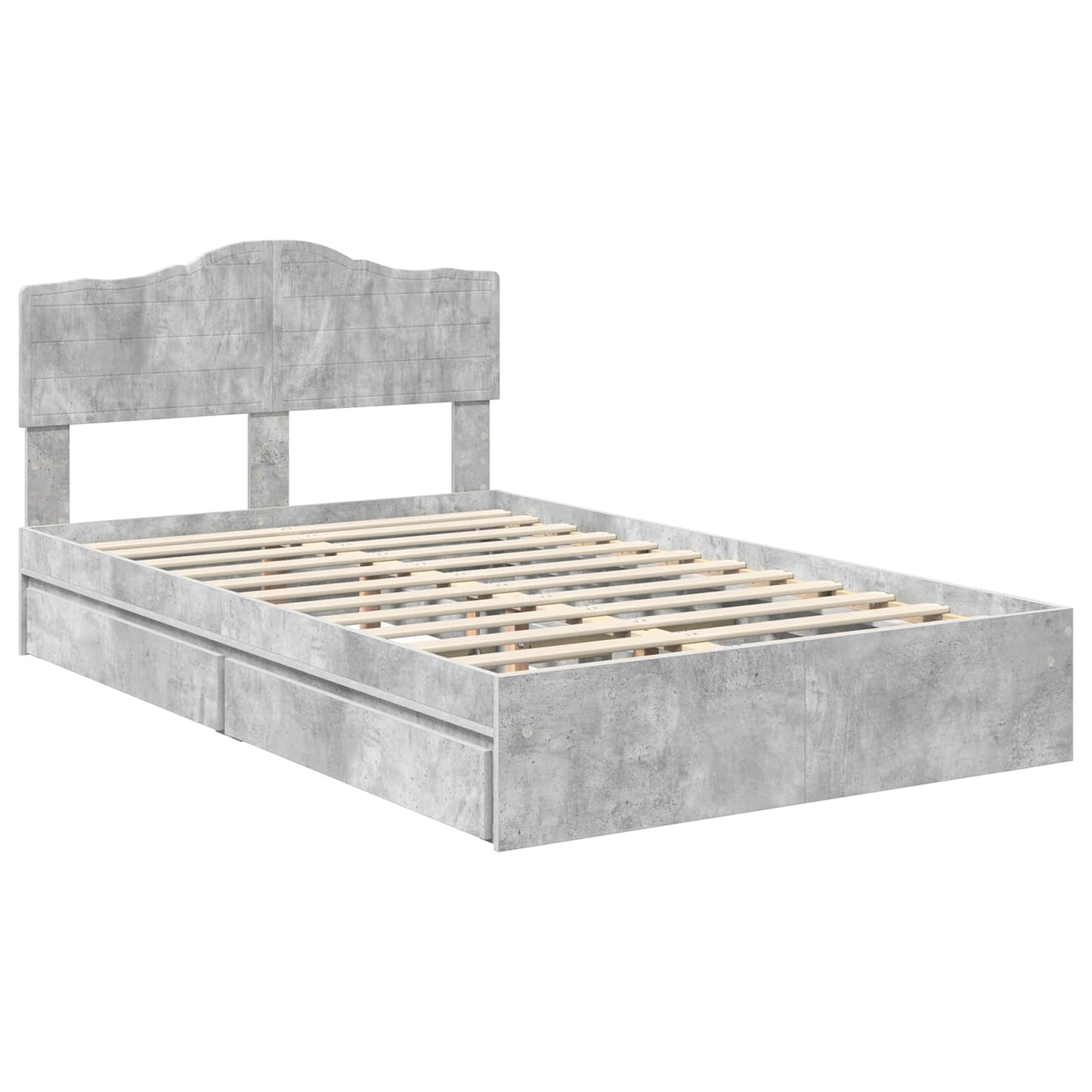 Opslag bed met hoofdeinde Beton Grijs 135 x 190 cm Bewerkt hout is nu te koop bij PeponiXL, paradijselijk wonen!