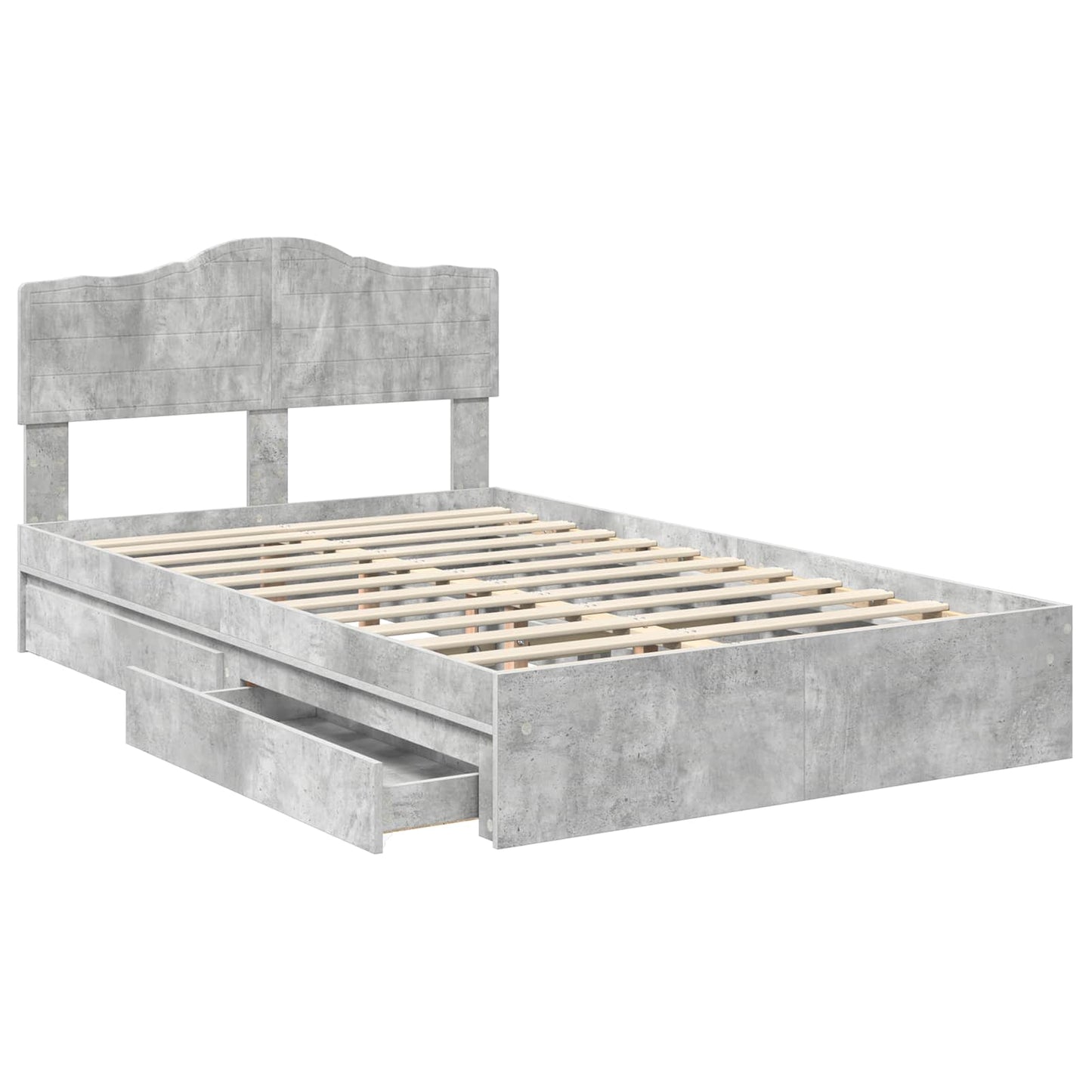 Opslag bed met hoofdeinde Beton Grijs 135 x 190 cm Bewerkt hout is nu te koop bij PeponiXL, paradijselijk wonen!
