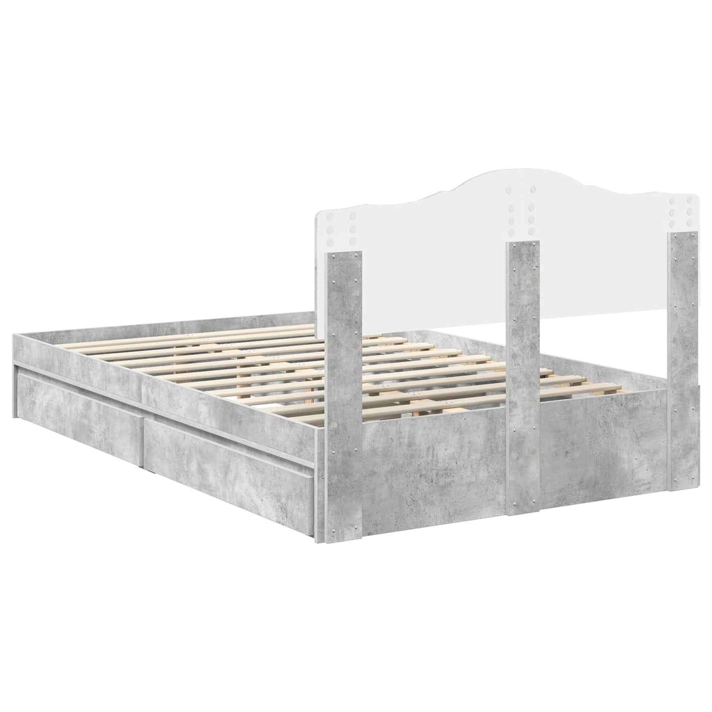 Opslag bed met hoofdeinde Beton Grijs 135 x 190 cm Bewerkt hout is nu te koop bij PeponiXL, paradijselijk wonen!