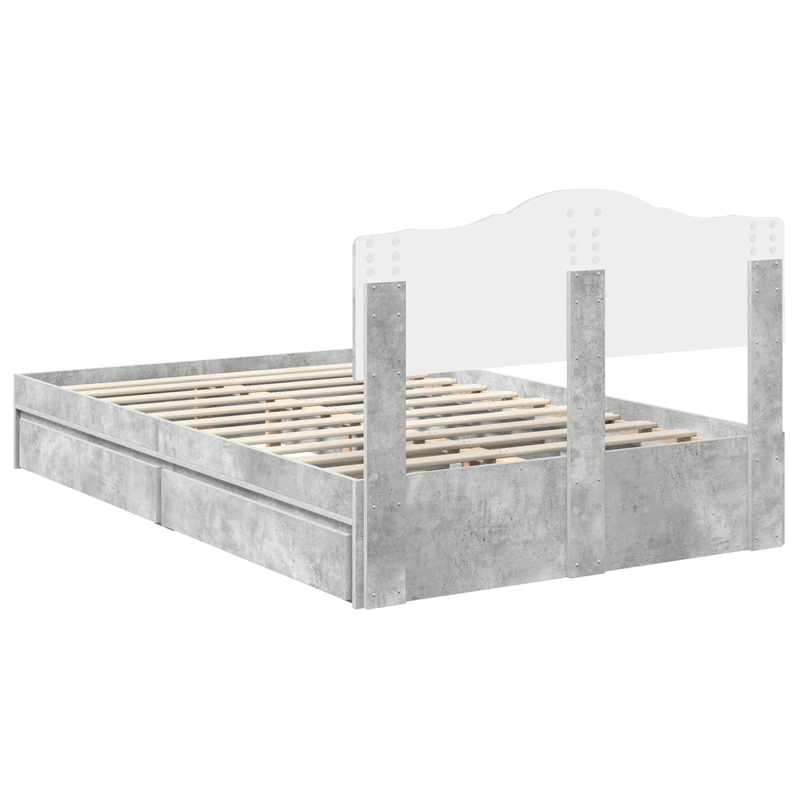 Opslag bed met hoofdeinde Beton Grijs 135 x 190 cm Bewerkt hout is nu te koop bij PeponiXL, paradijselijk wonen!