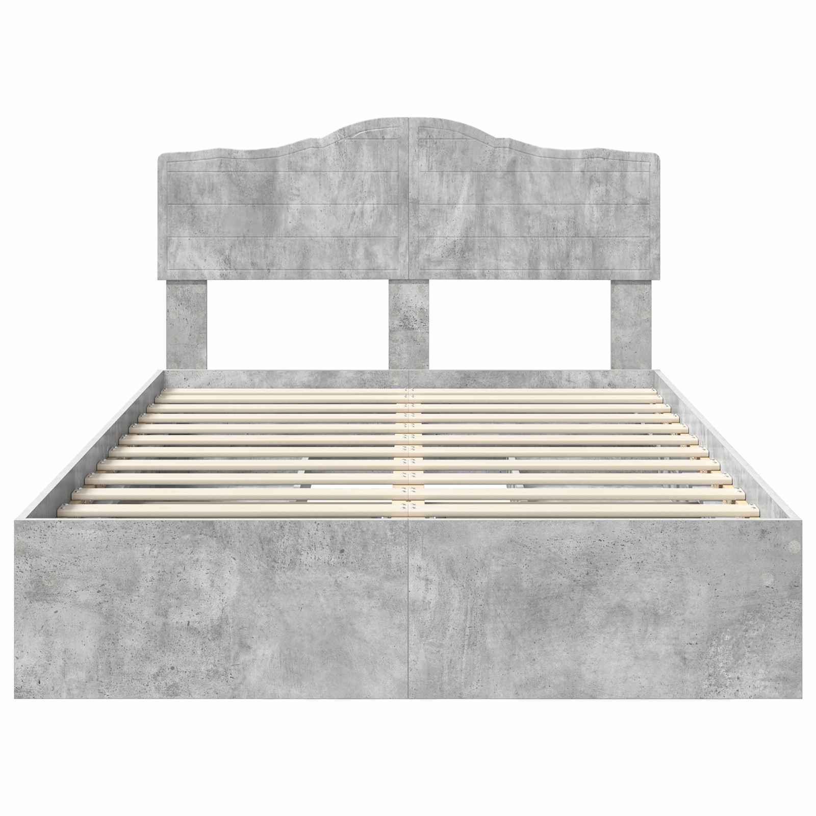 Opslag bed met hoofdeinde Beton Grijs 135 x 190 cm Bewerkt hout is nu te koop bij PeponiXL, paradijselijk wonen!