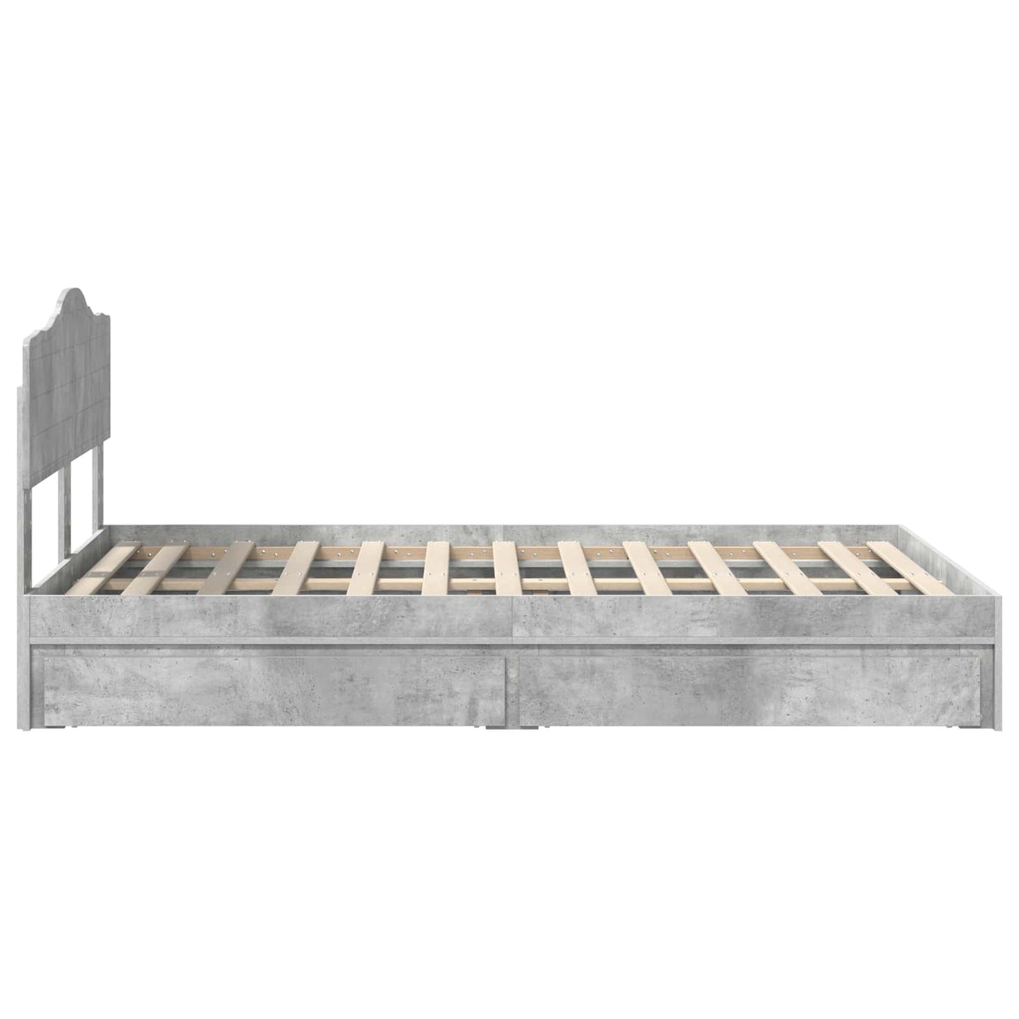 Opslag bed met hoofdeinde Beton Grijs 135 x 190 cm Bewerkt hout is nu te koop bij PeponiXL, paradijselijk wonen!