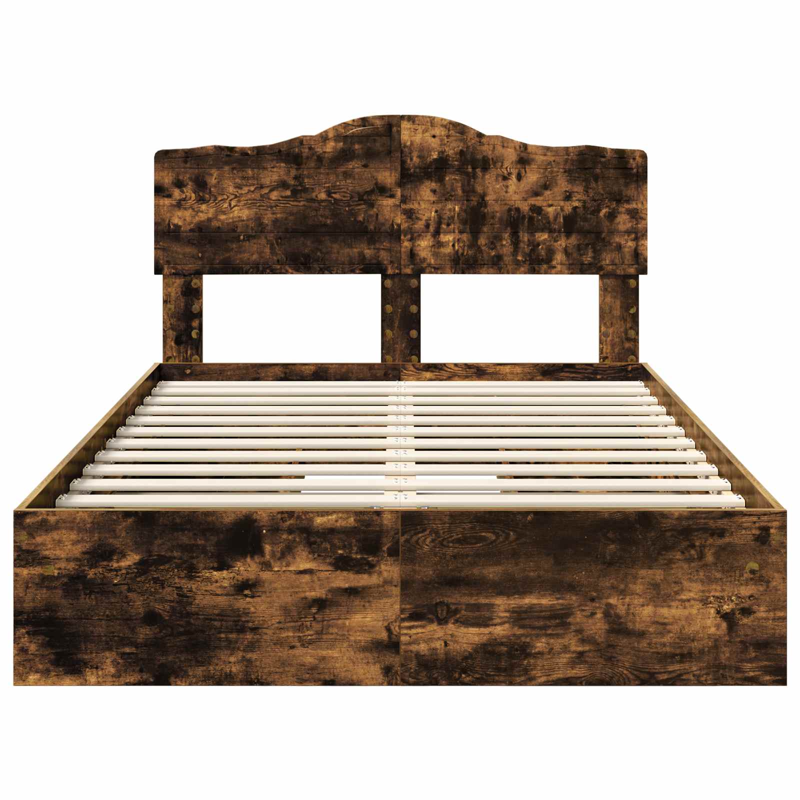 Opslag bed met lade Gerookt eiken 135 x 190 cm Bewerkt hout is nu te koop bij PeponiXL, paradijselijk wonen!