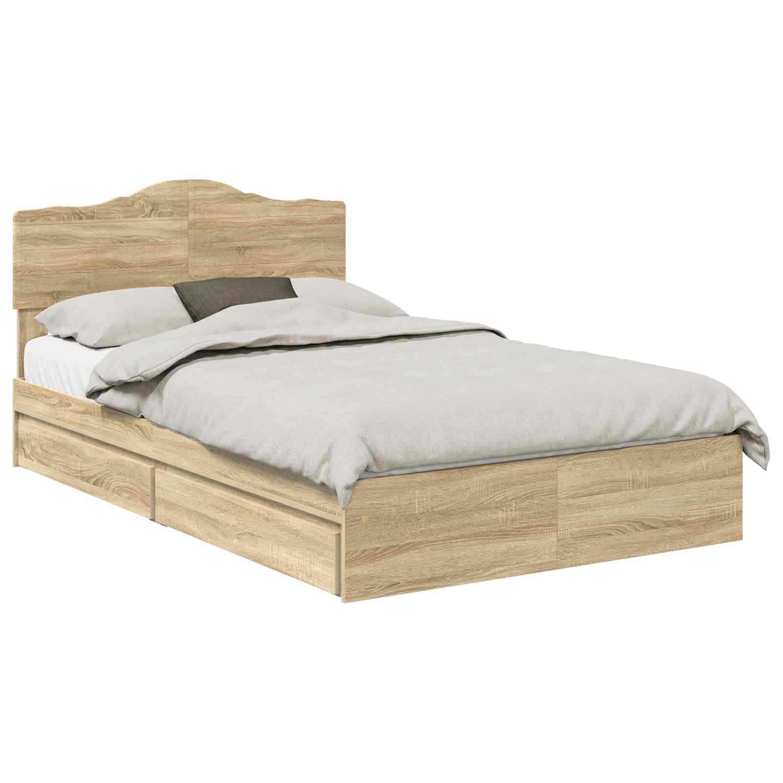Opslag bed met lade Sonoma Eiken 120 x 200 cm Bewerkt hout is nu te koop bij PeponiXL, paradijselijk wonen!
