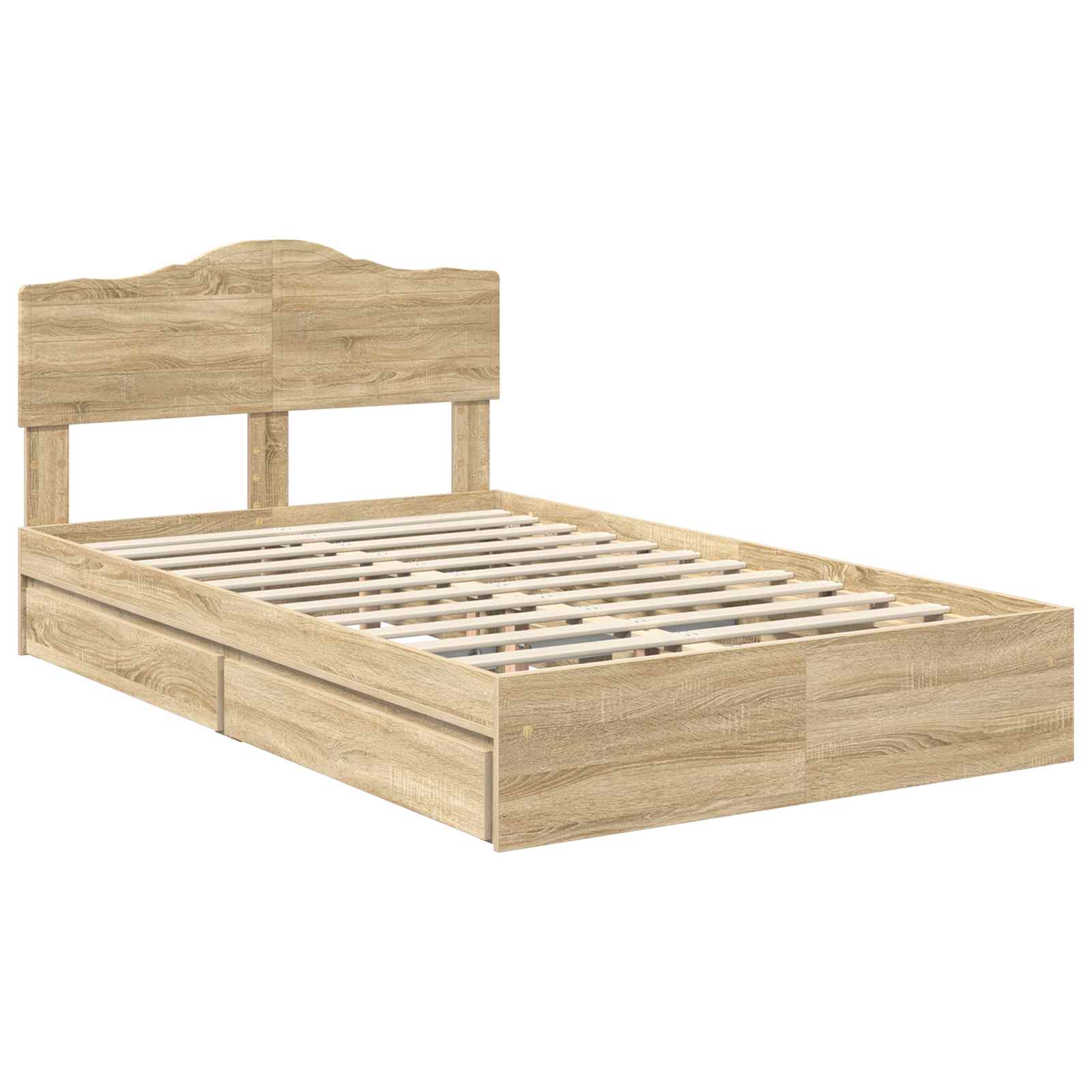 Opslag bed met lade Sonoma Eiken 120 x 200 cm Bewerkt hout is nu te koop bij PeponiXL, paradijselijk wonen!