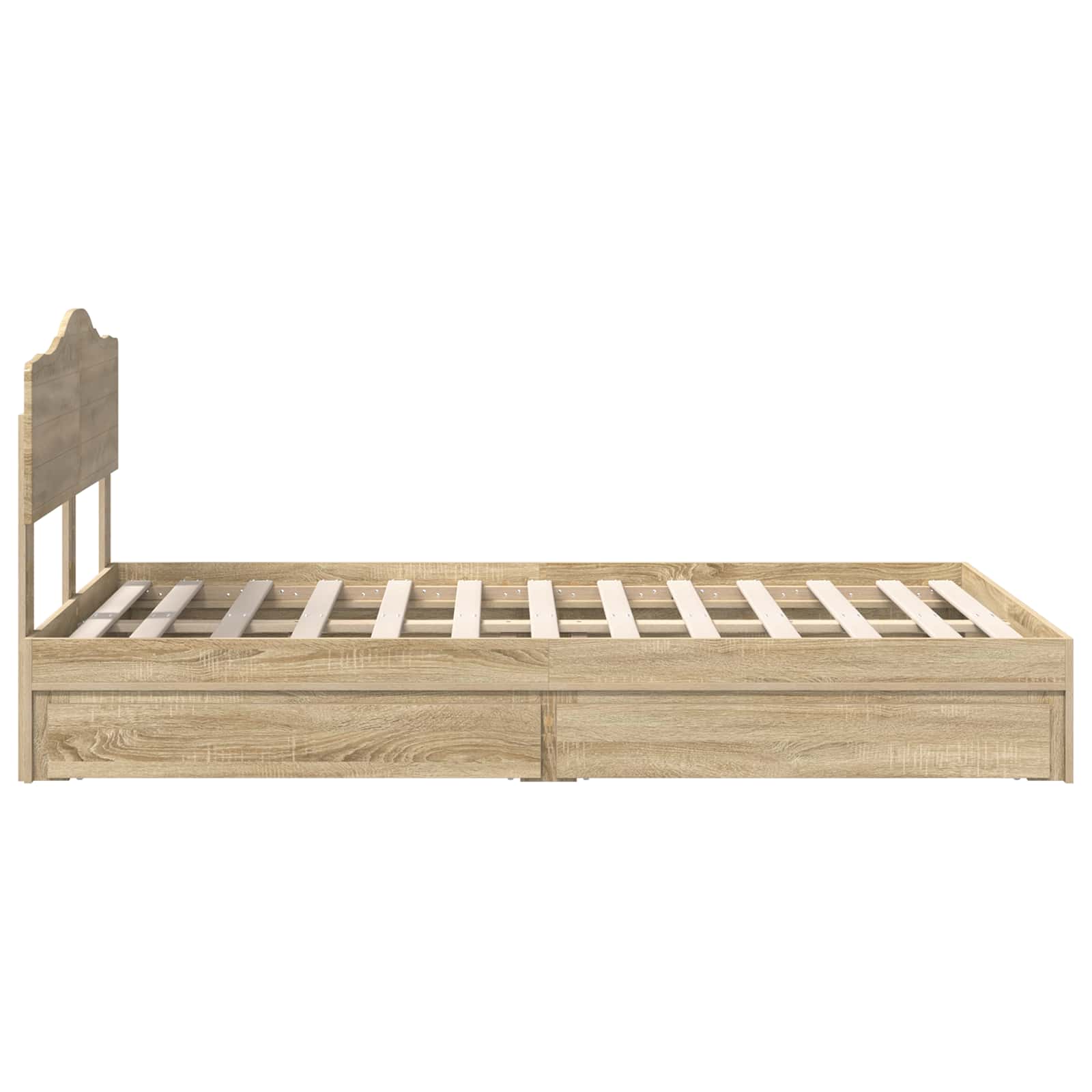Opslag bed met lade Sonoma Eiken 120 x 200 cm Bewerkt hout is nu te koop bij PeponiXL, paradijselijk wonen!