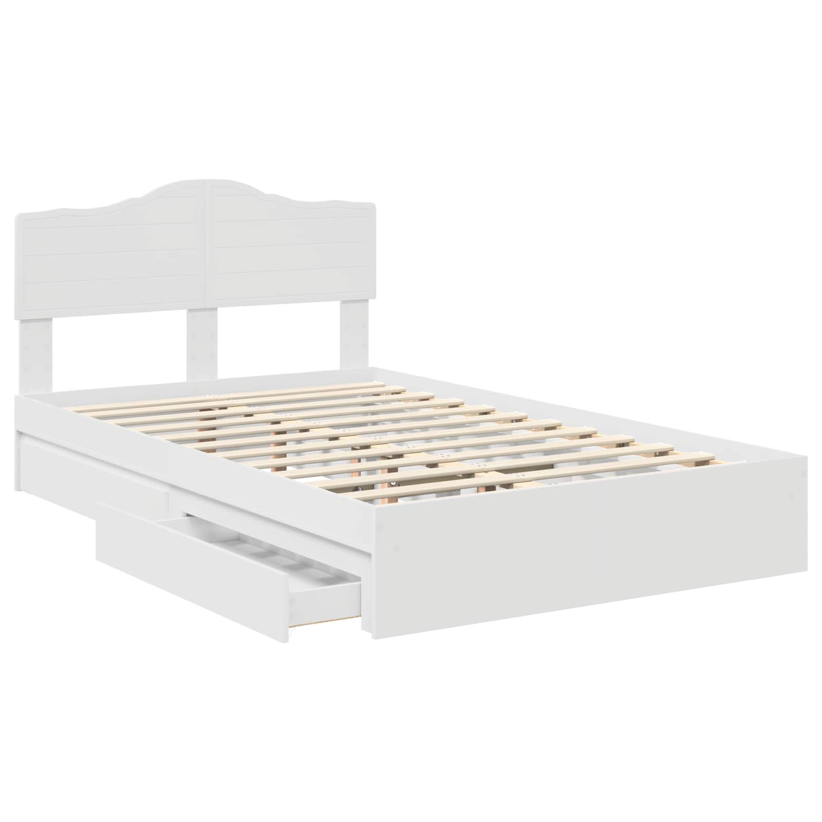 Opslag bed met hoofdeinde Wit 120 x 190 cm Bewerkt hout is nu te koop bij PeponiXL, paradijselijk wonen!