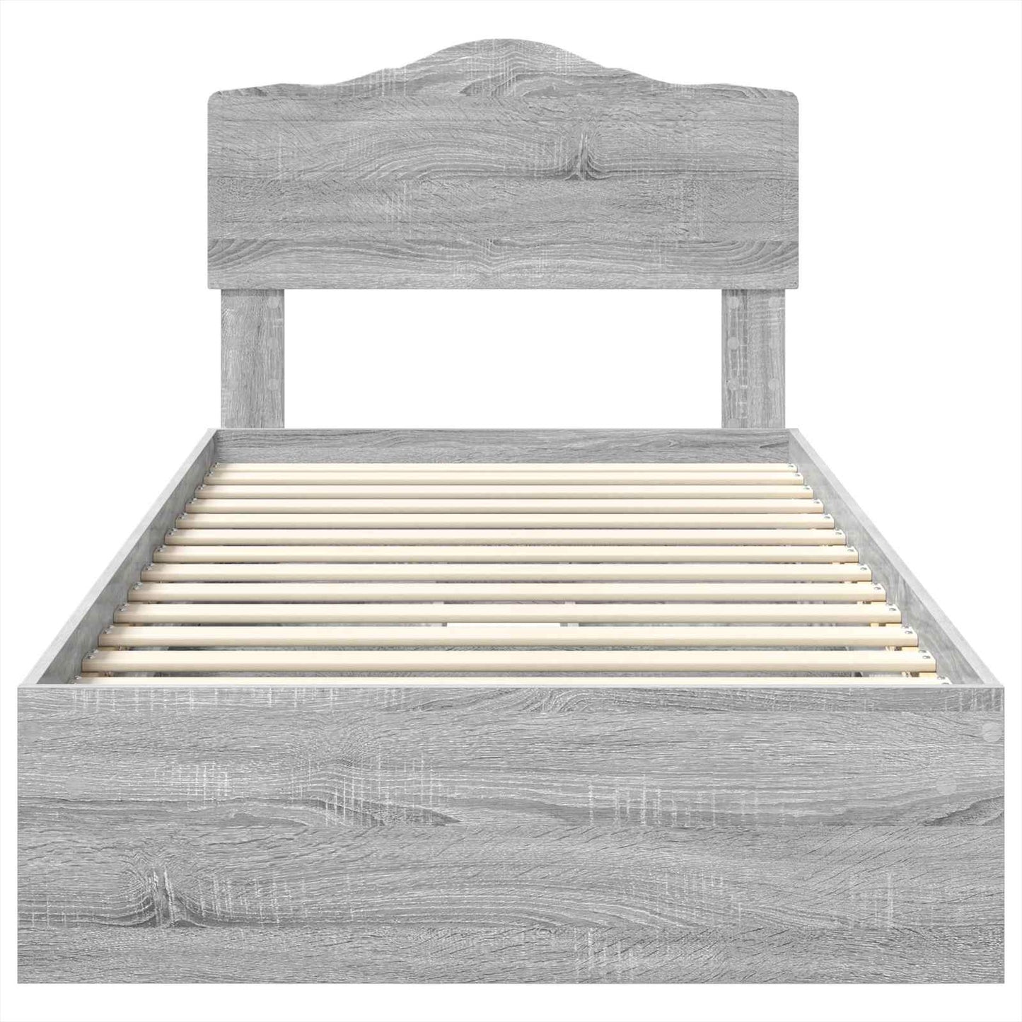Opslag bed met hoofdeinde Grijs Sonoma 90 x 200 cm Bewerkt hout is nu te koop bij PeponiXL, paradijselijk wonen!
