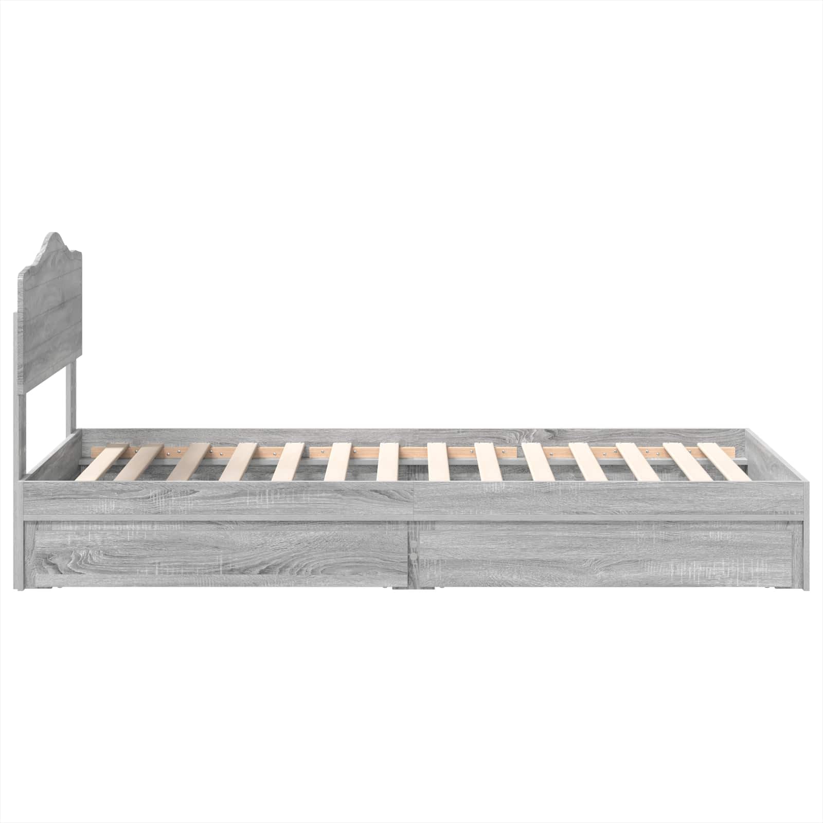 Opslag bed met hoofdeinde Grijs Sonoma 90 x 200 cm Bewerkt hout is nu te koop bij PeponiXL, paradijselijk wonen!