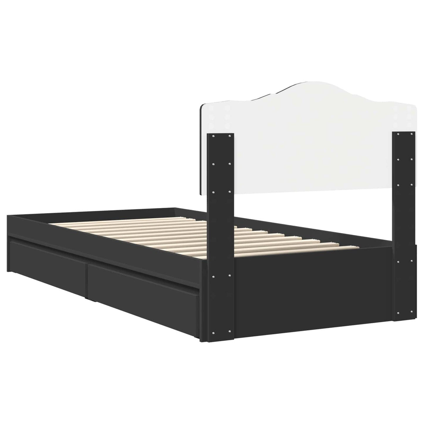 Opslag bed met hoofdeinde Zwart 90 x 190 cm Bewerkt hout is nu te koop bij PeponiXL, paradijselijk wonen!