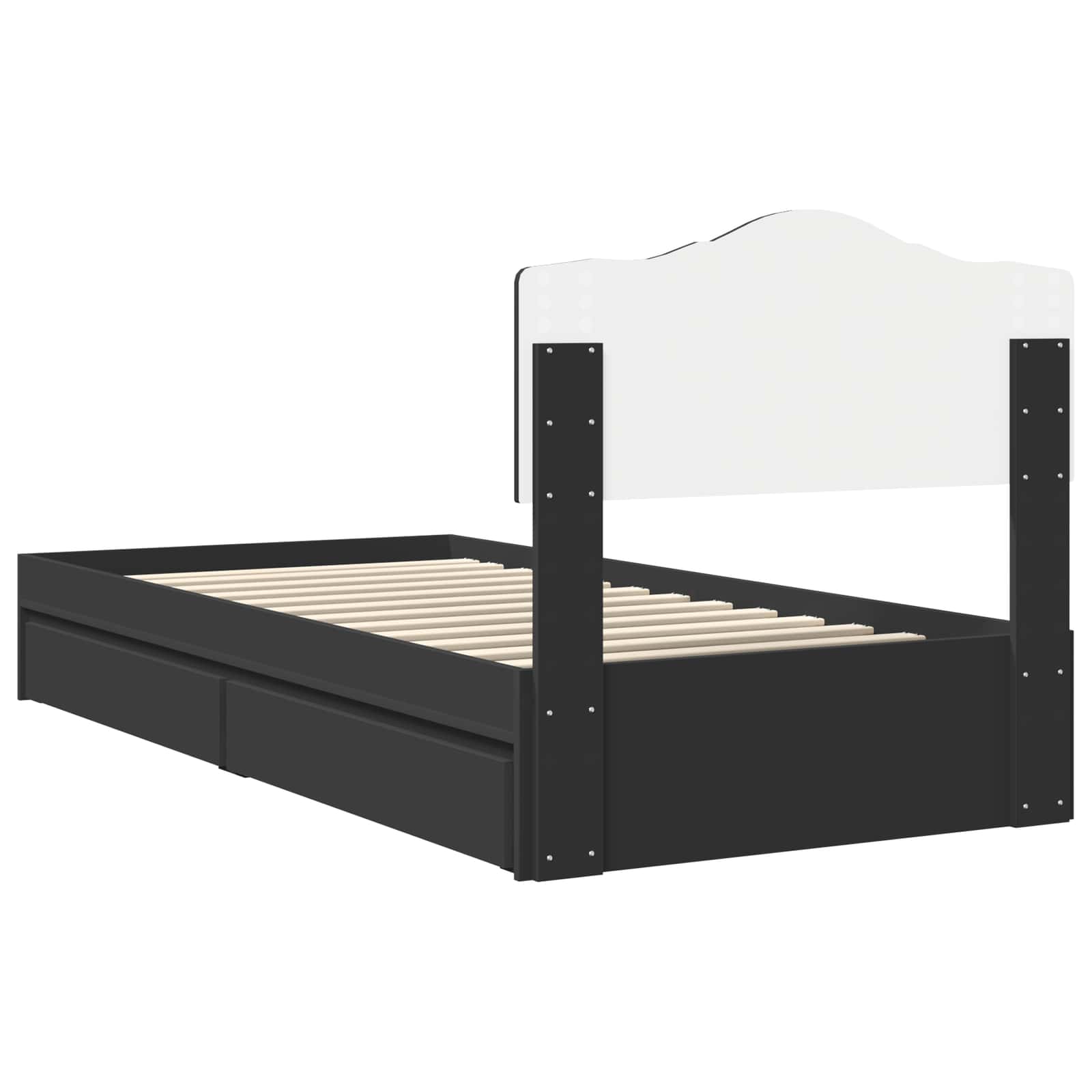 Opslag bed met hoofdeinde Zwart 90 x 190 cm Bewerkt hout is nu te koop bij PeponiXL, paradijselijk wonen!