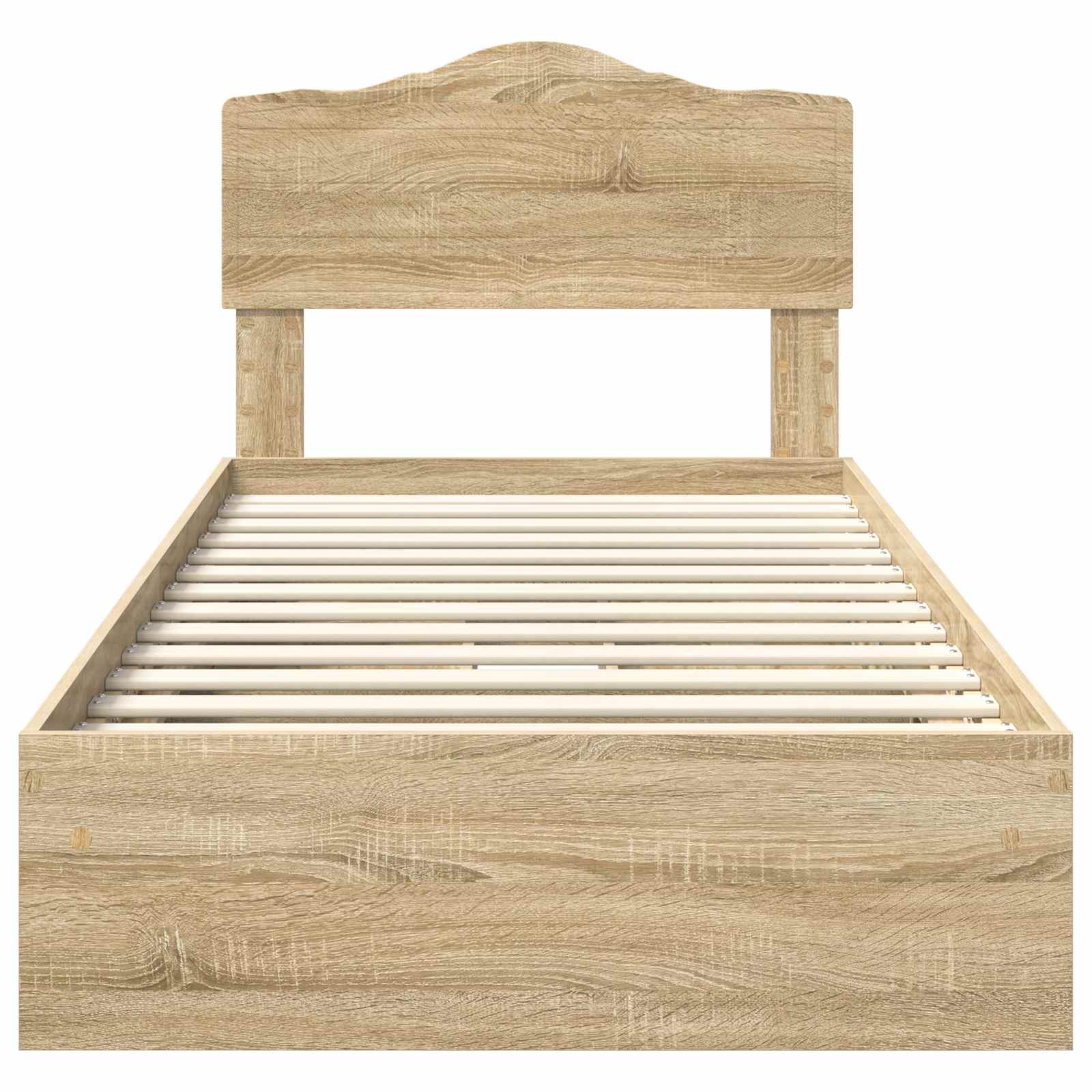 Opslag bed met hoofdeinde Sonoma Eiken 90 x 190 cm Bewerkt hout is nu te koop bij PeponiXL, paradijselijk wonen!