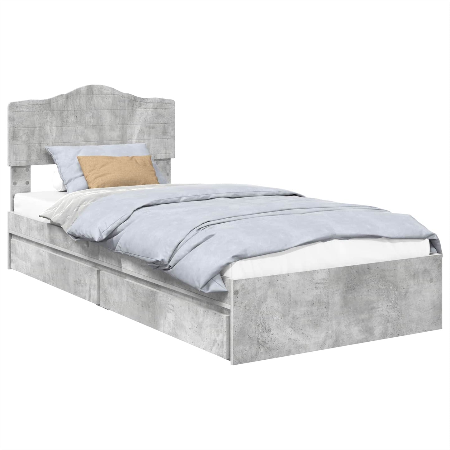 Opslag bed met hoofdeinde Beton Grijs 90 x 190 cm Bewerkt hout is nu te koop bij PeponiXL, paradijselijk wonen!